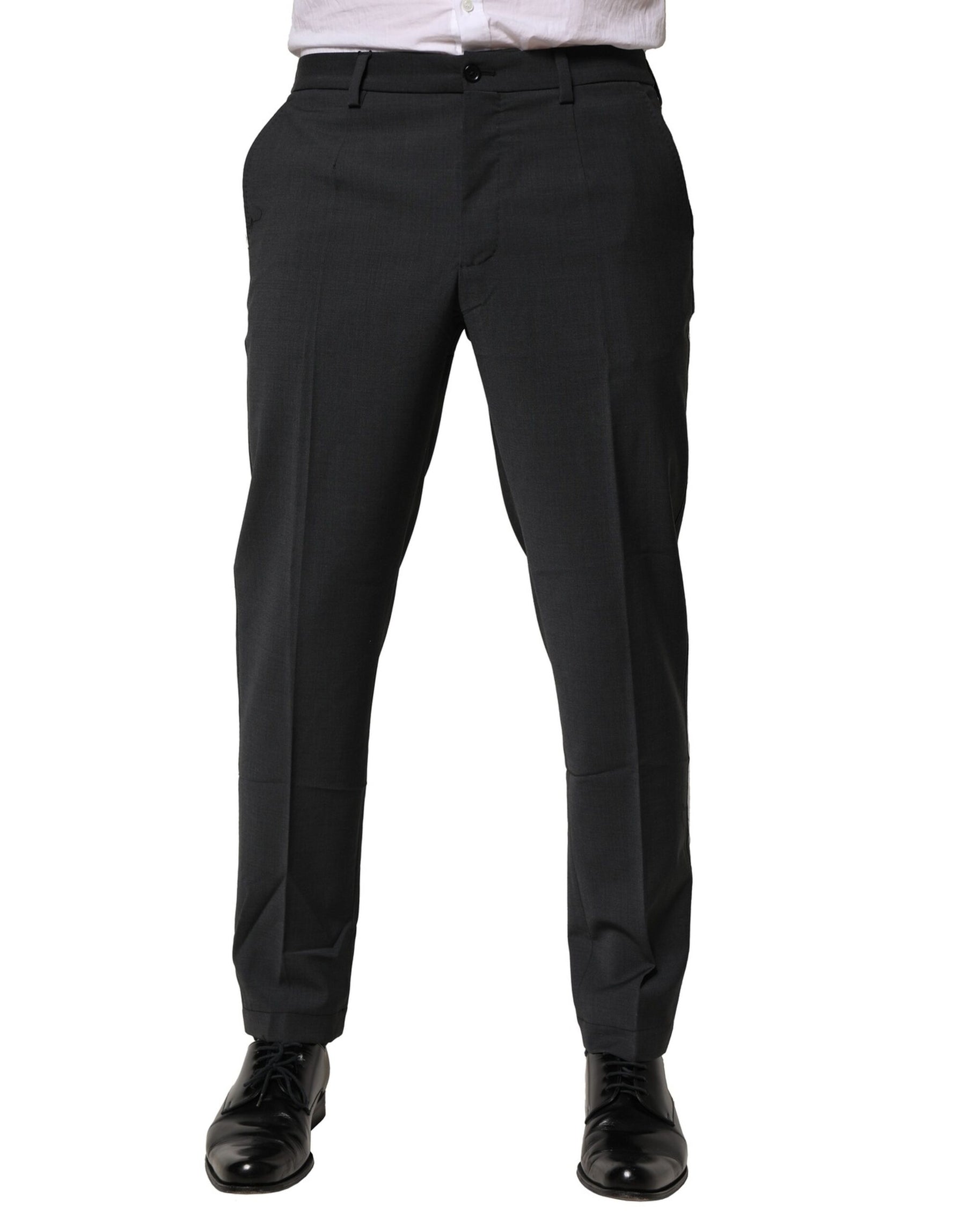 Dolce & Gabbana Black Wool Dress Slim Formal Pants | Regal Royce