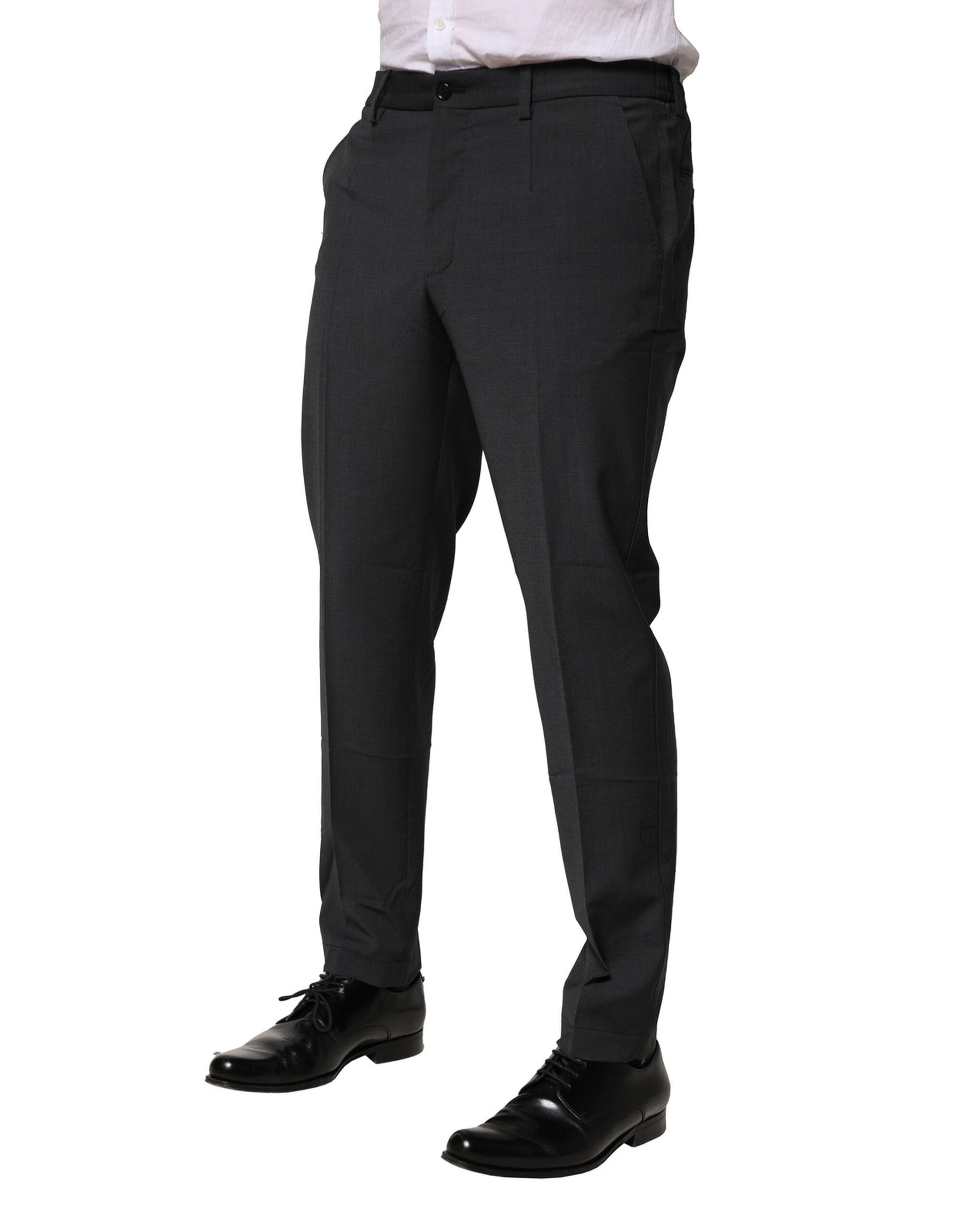 Dolce & Gabbana Black Wool Dress Slim Formal Pants | Regal Royce