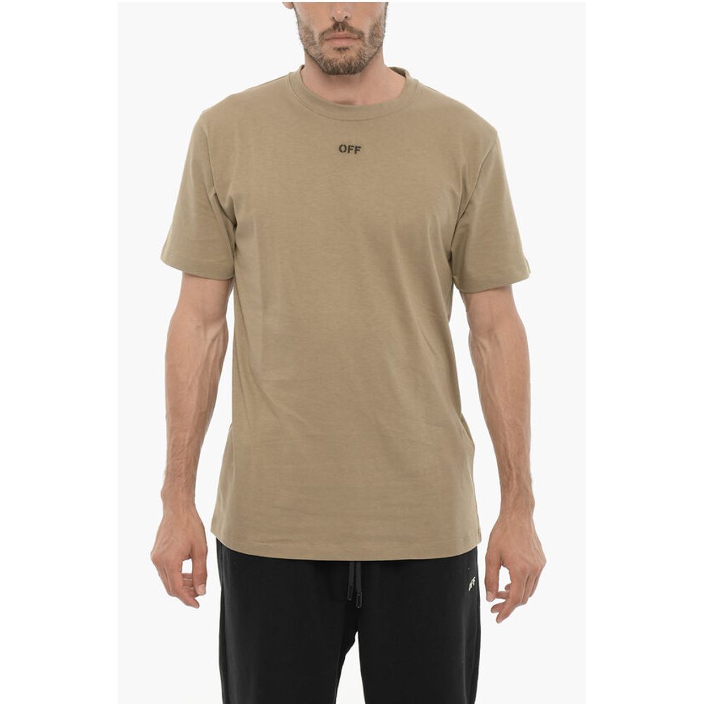 Off-White Slim Fit Crew-neck T-Shirt with Embroidered Logo | Regal Royce