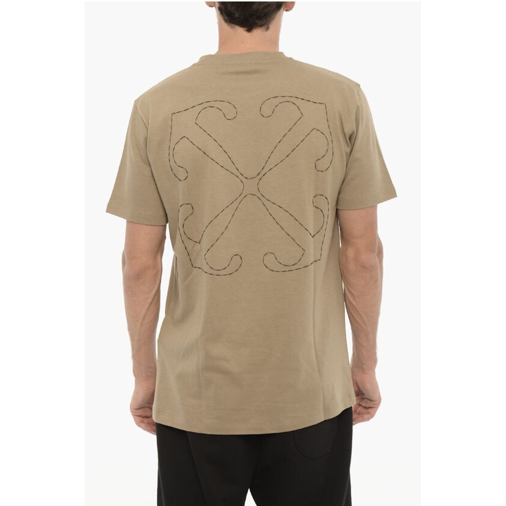 Off-White Slim Fit Crew-neck T-Shirt with Embroidered Logo | Regal Royce