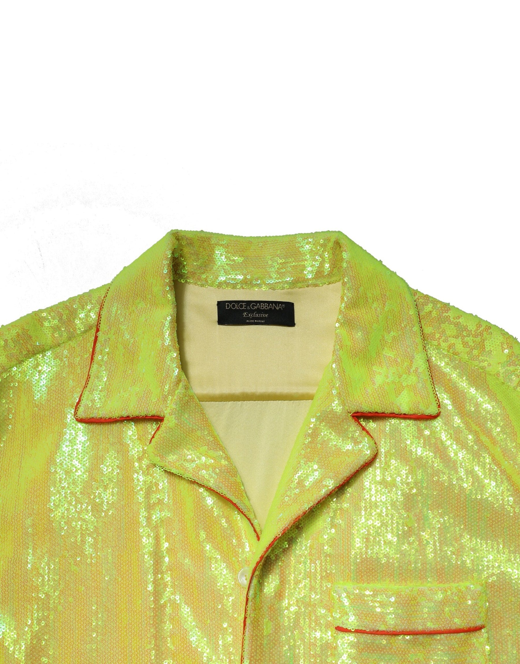 Dolce & Gabbana Yellow Sequin Polyester Lounge Casual Shirt | Regal Royce