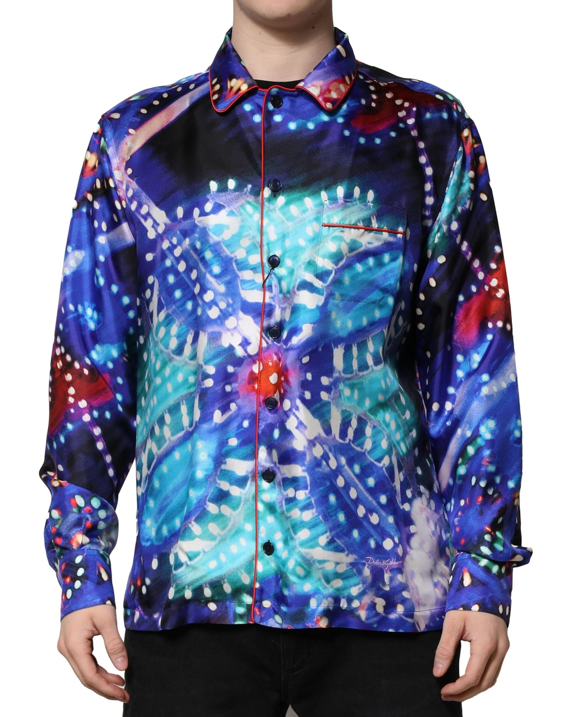 Dolce & Gabbana Multicolor Printed Silk Lounge Casual Shirt | Regal Royce