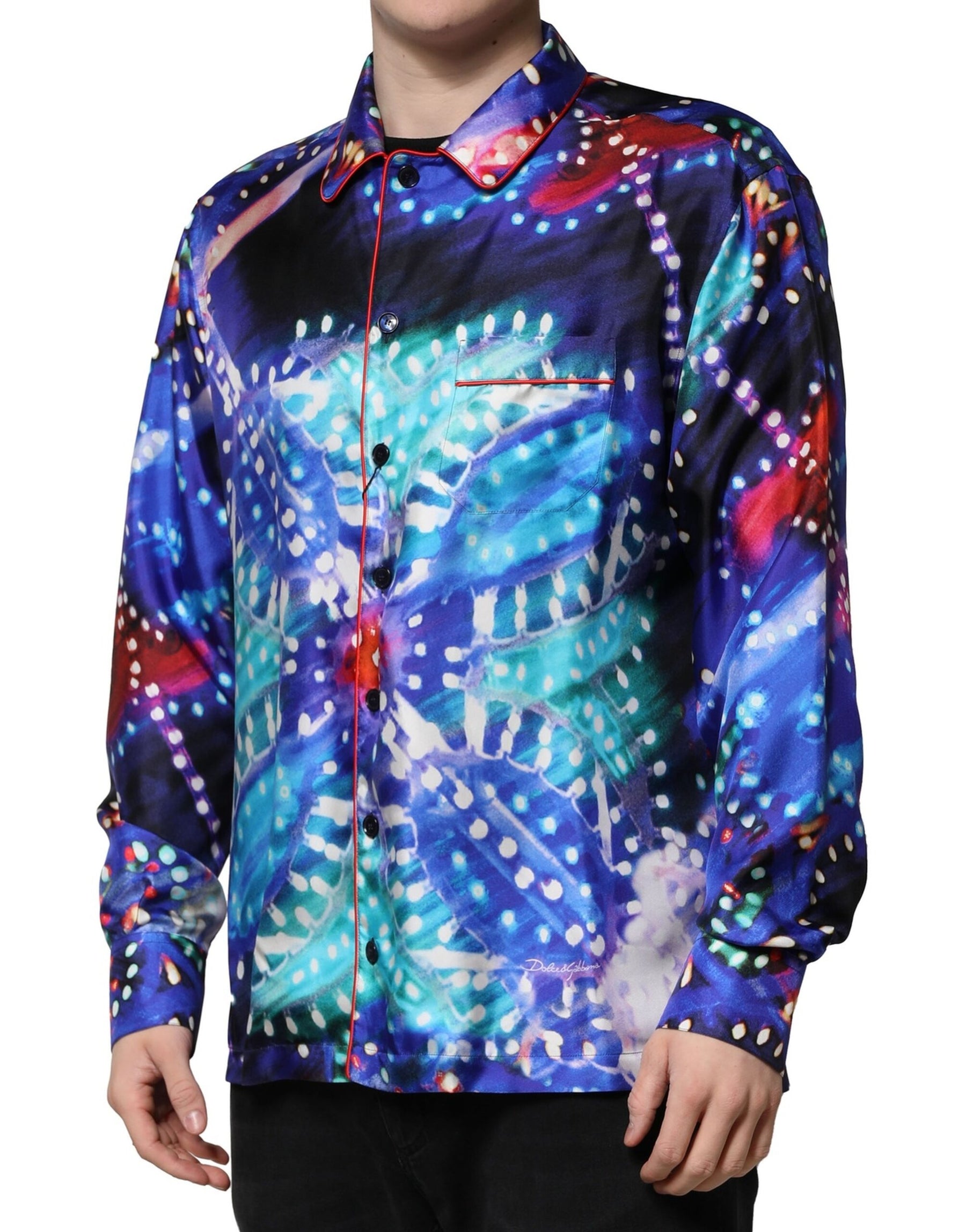 Dolce & Gabbana Multicolor Printed Silk Lounge Casual Shirt | Regal Royce