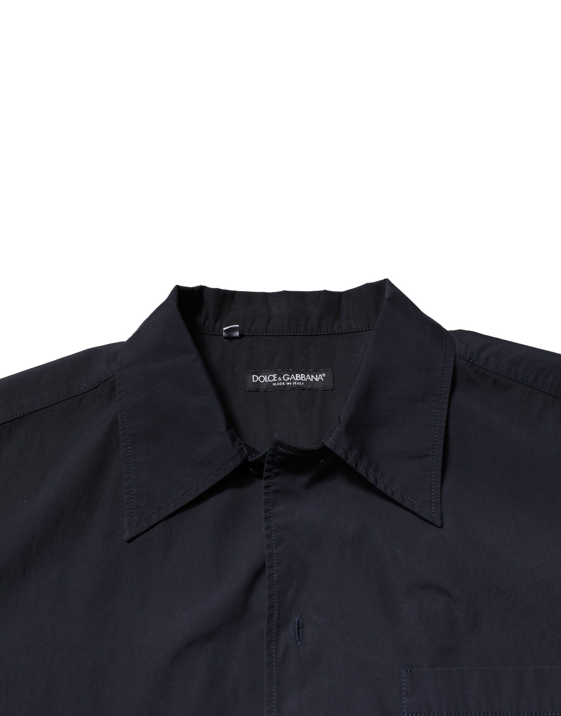Dolce & Gabbana Dark Blue Cotton Short Sleeves Casual Shirt | Regal Royce