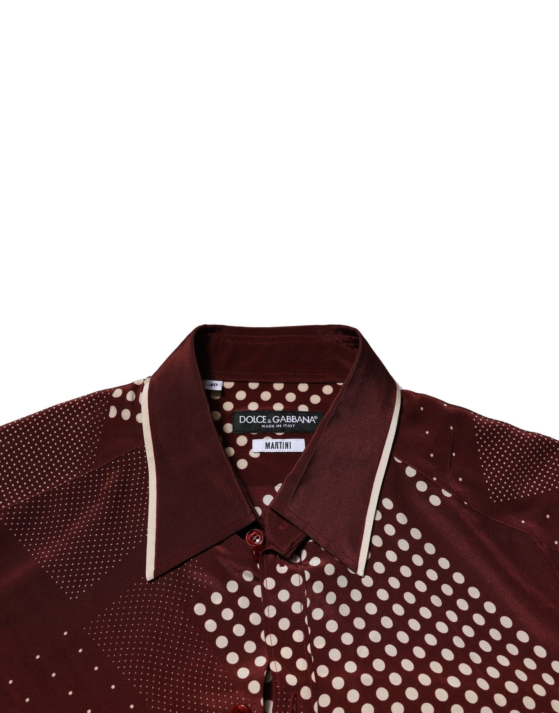 Dolce & Gabbana Maroon Dotted Silk Long Sleeve Casual Shirt | Regal Royce