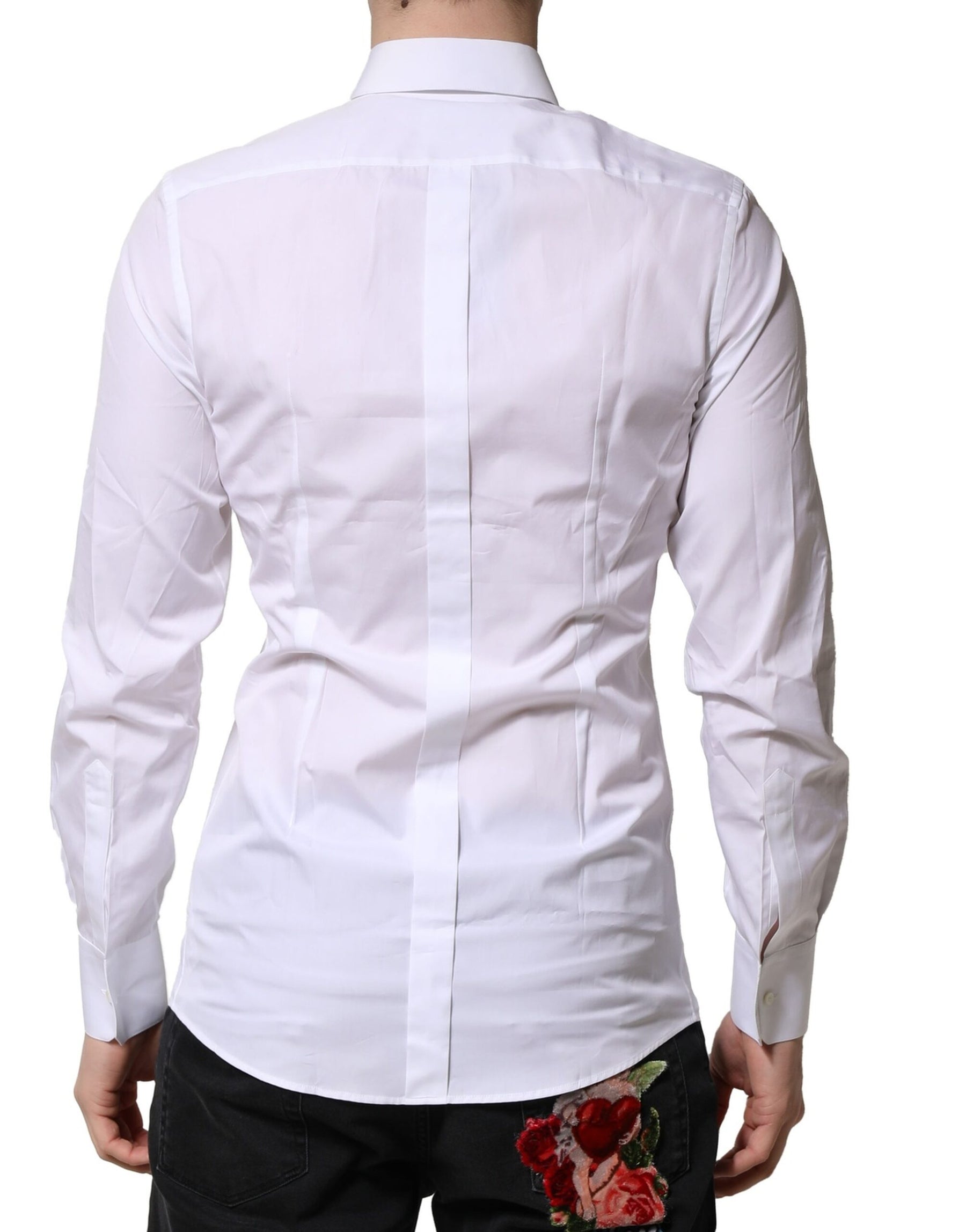 Dolce & Gabbana White GOLD Crown Cotton Dress Formal Shirt | Regal Royce
