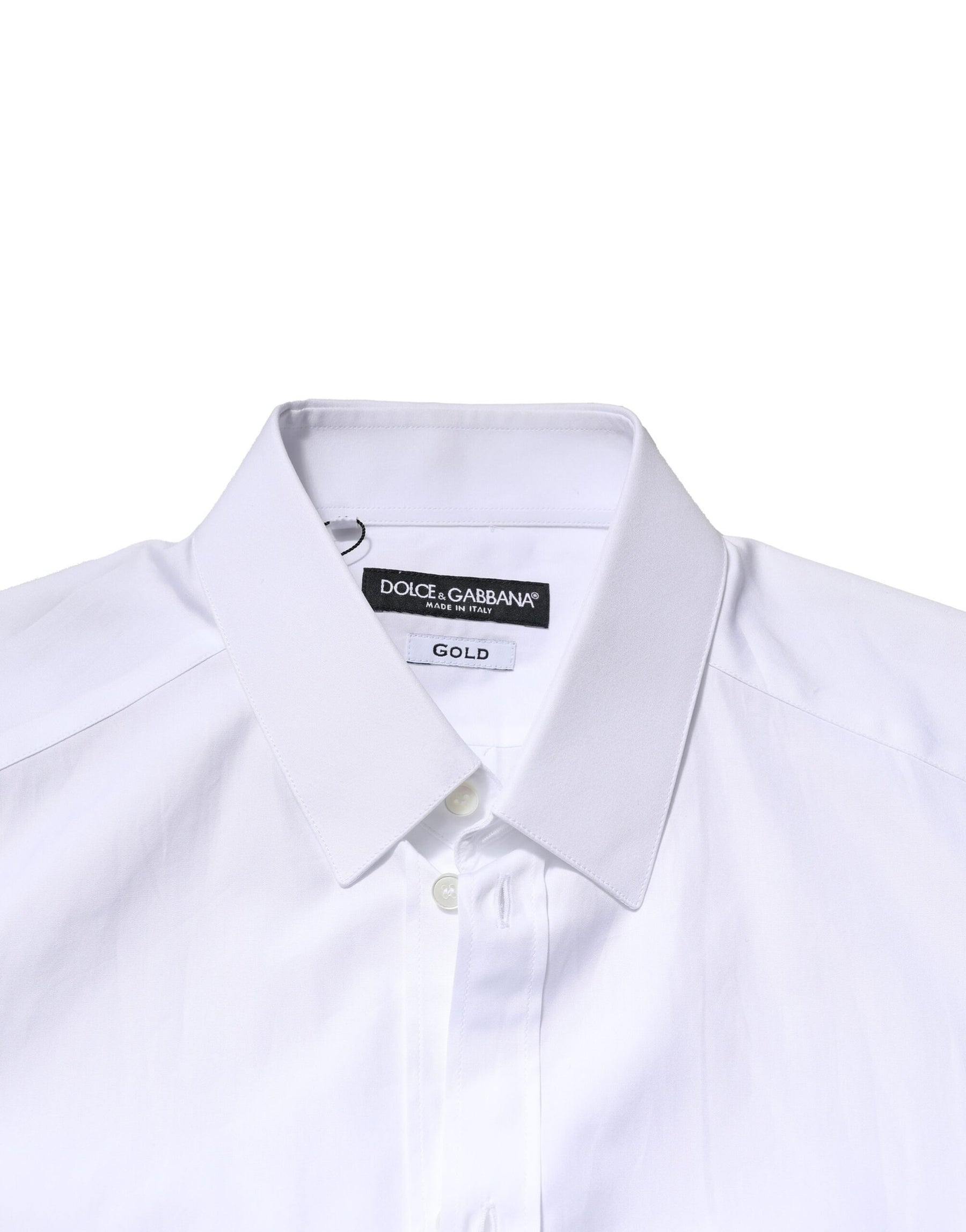 Dolce & Gabbana White GOLD Crown Cotton Dress Formal Shirt | Regal Royce