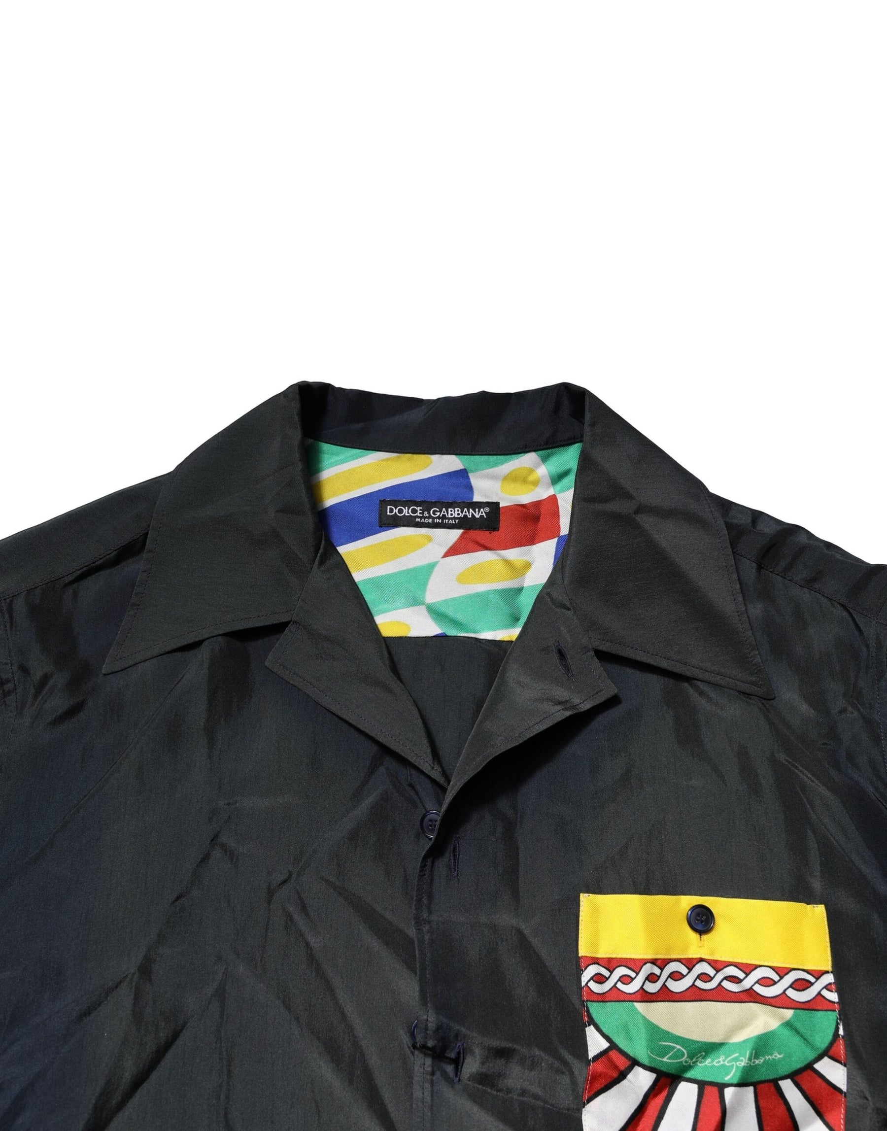 Dolce & Gabbana Black Silk Short Sleeves Men Casual Shirt | Regal Royce