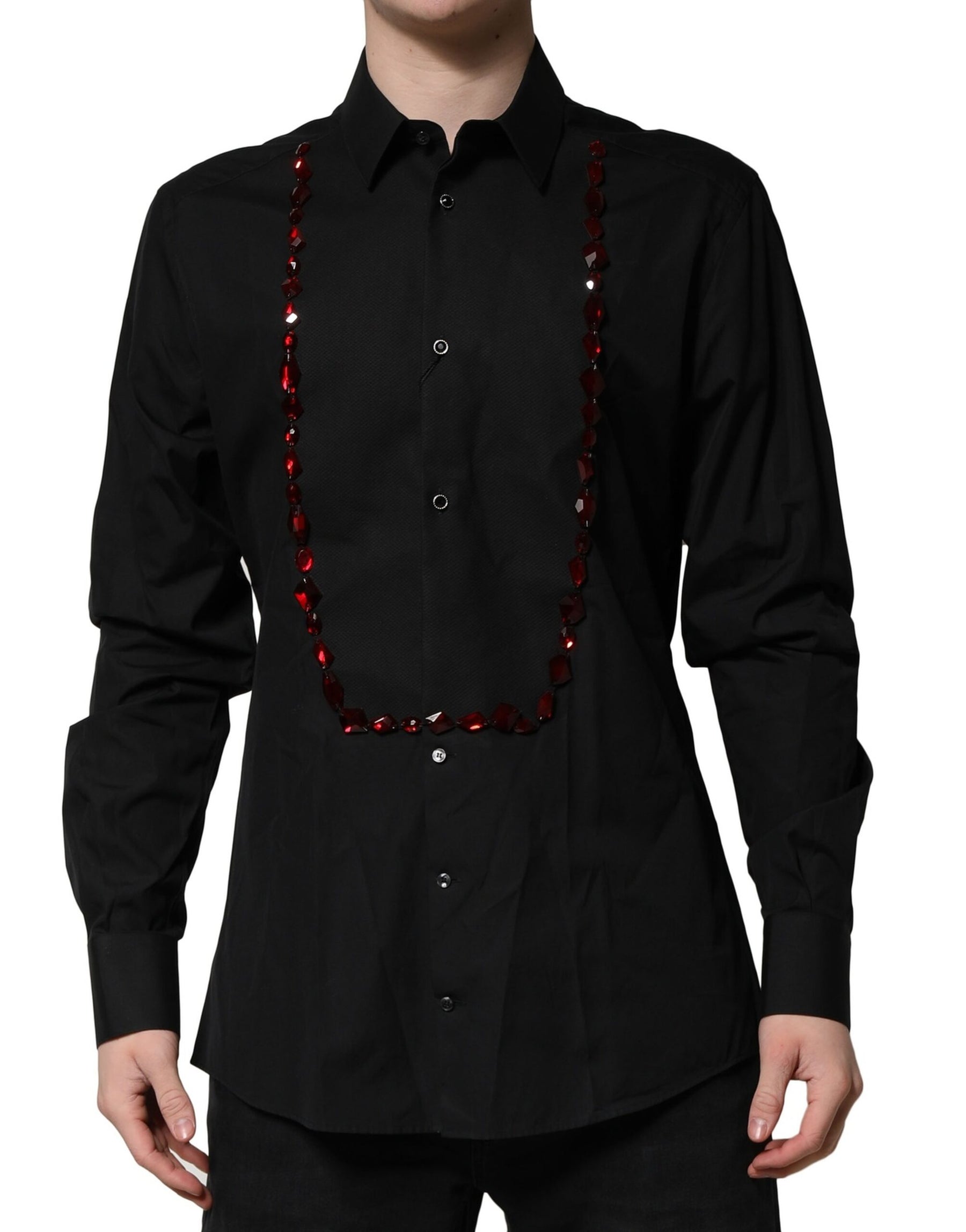 Dolce & Gabbana Black Crystal GOLD Formal Men Dress Shirt | Regal Royce