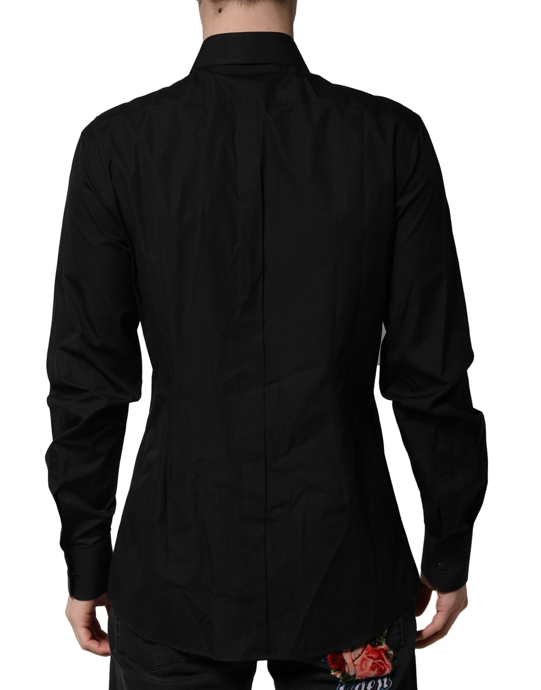 Dolce & Gabbana Black Crystal GOLD Formal Men Dress Shirt | Regal Royce