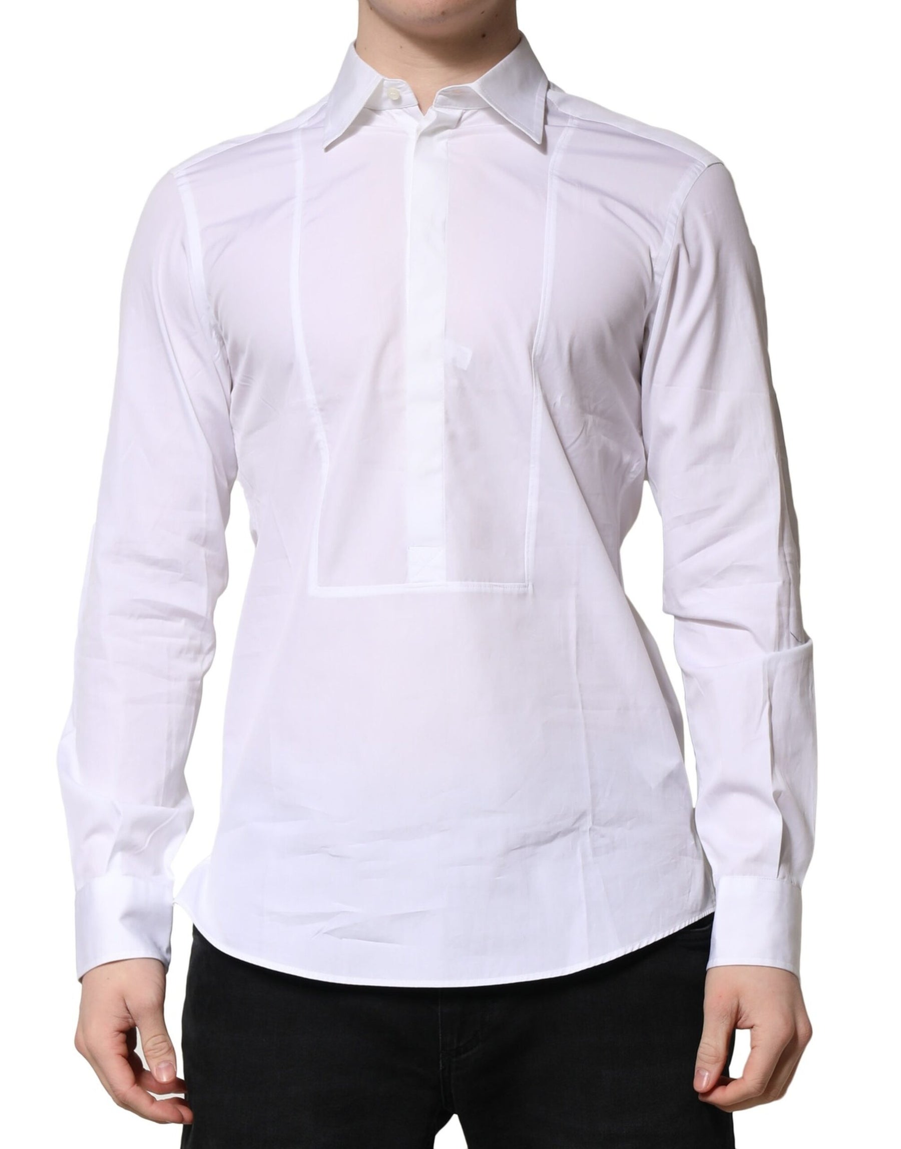 Dolce & Gabbana White Poplin Cotton Formal Men Dress Shirt | Regal Royce
