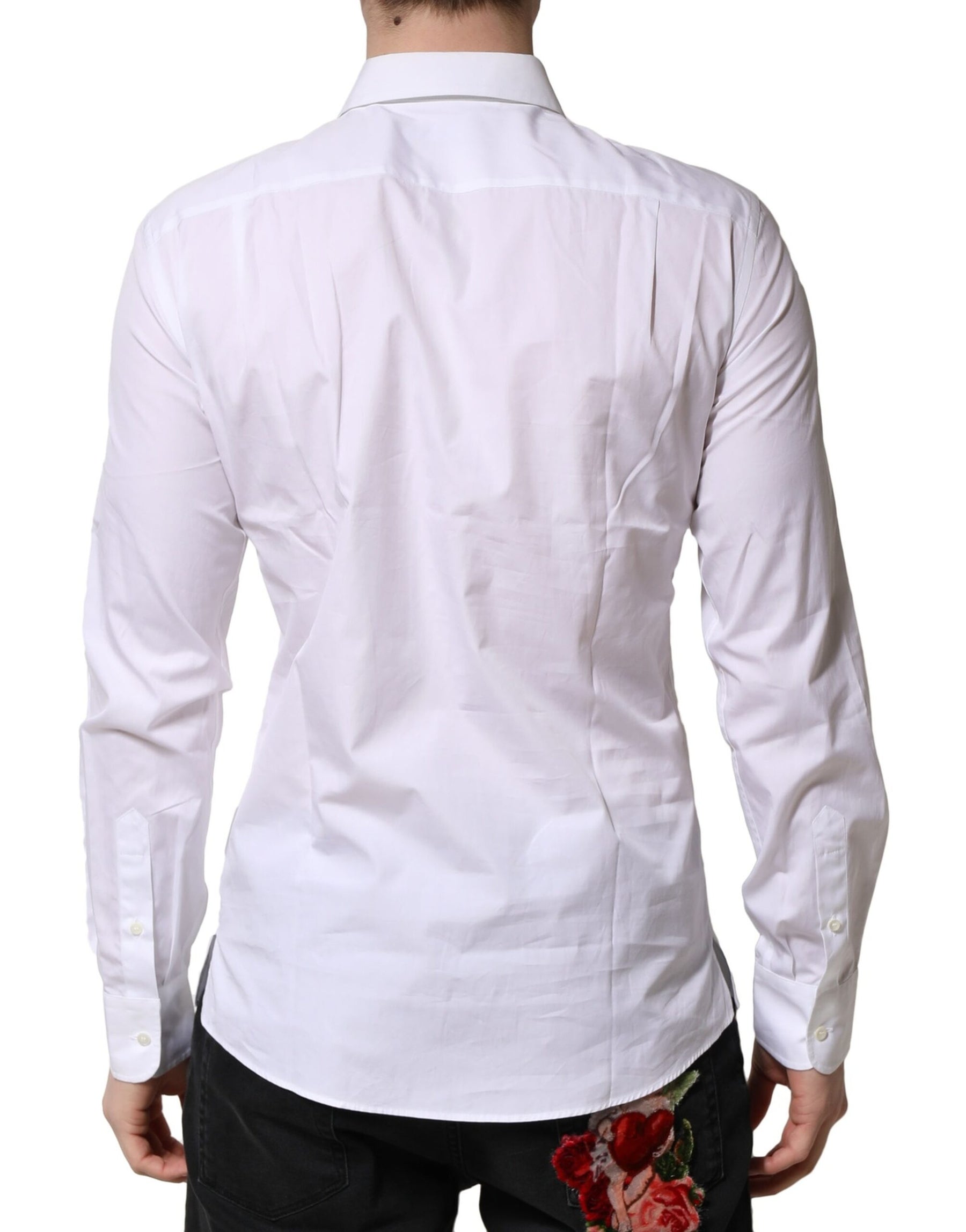 Dolce & Gabbana White Poplin Cotton Formal Men Dress Shirt | Regal Royce
