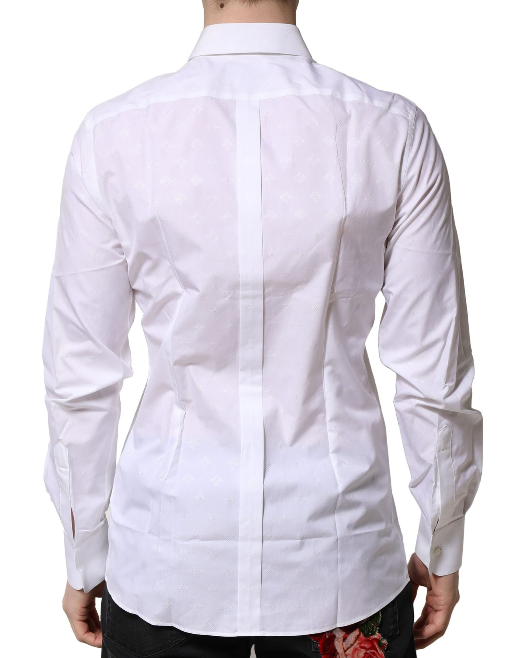 Dolce & Gabbana White Bib Cotton Poplin GOLD Men Formal Shirt | Regal Royce