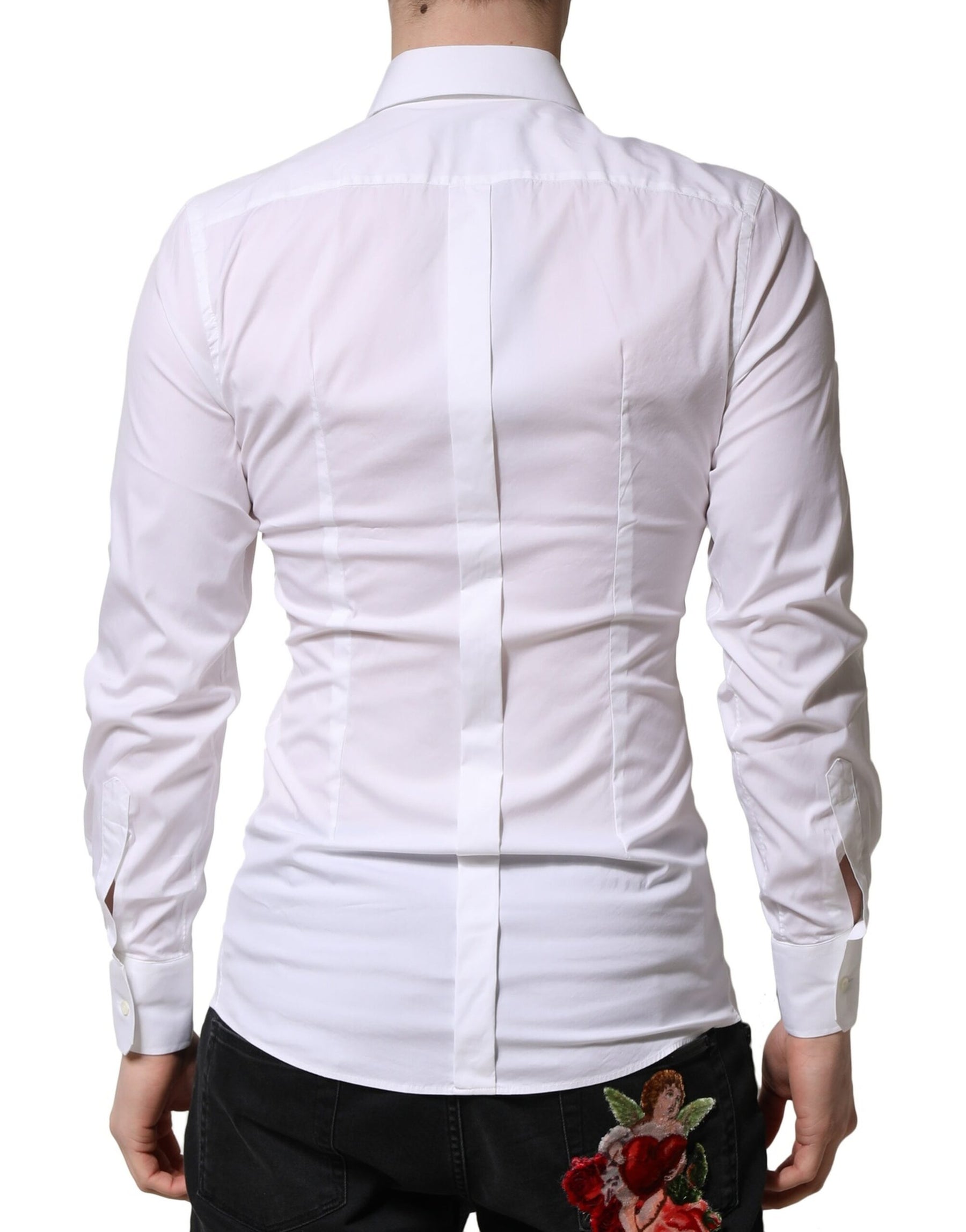 Dolce & Gabbana White GOLD Long Sleeves Men Dress Formal Shirt | Regal Royce