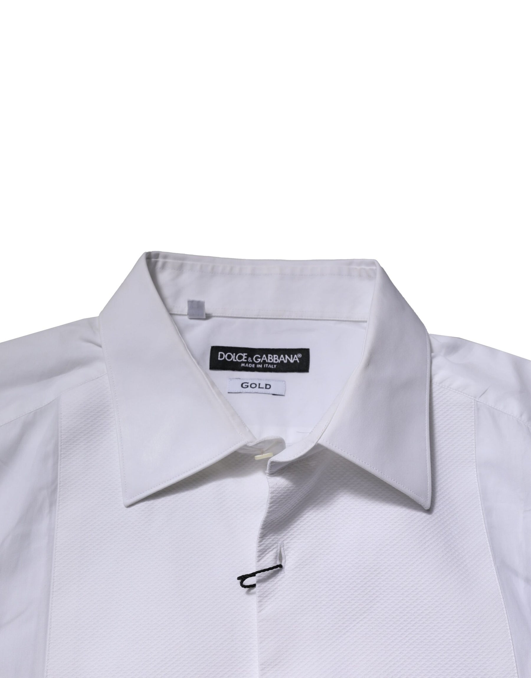 Dolce & Gabbana White Bib Cotton Poplin GOLD Formal Shirt | Regal Royce