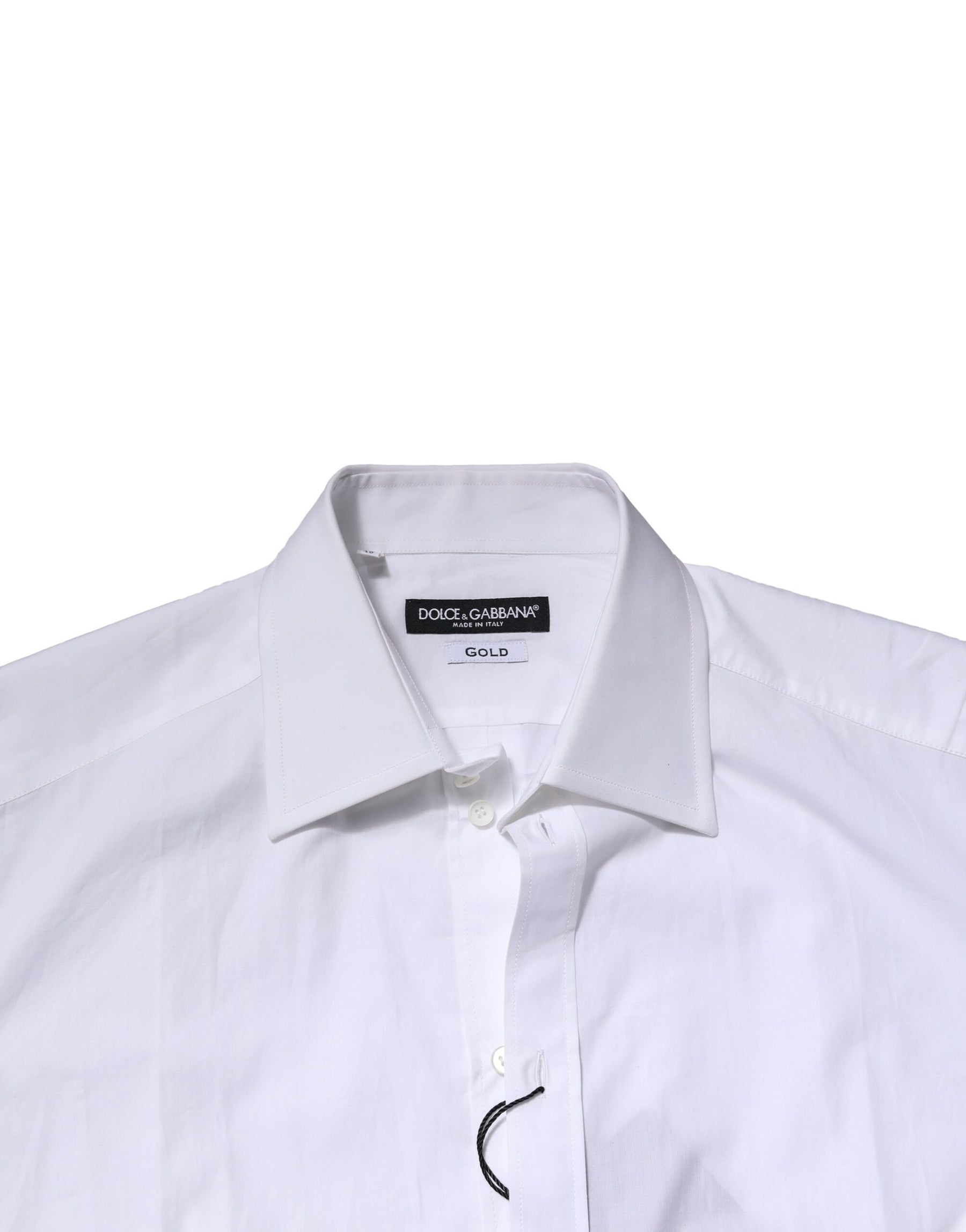 Dolce & Gabbana White Cotton Long Sleeves GOLD Formal Shirt | Regal Royce