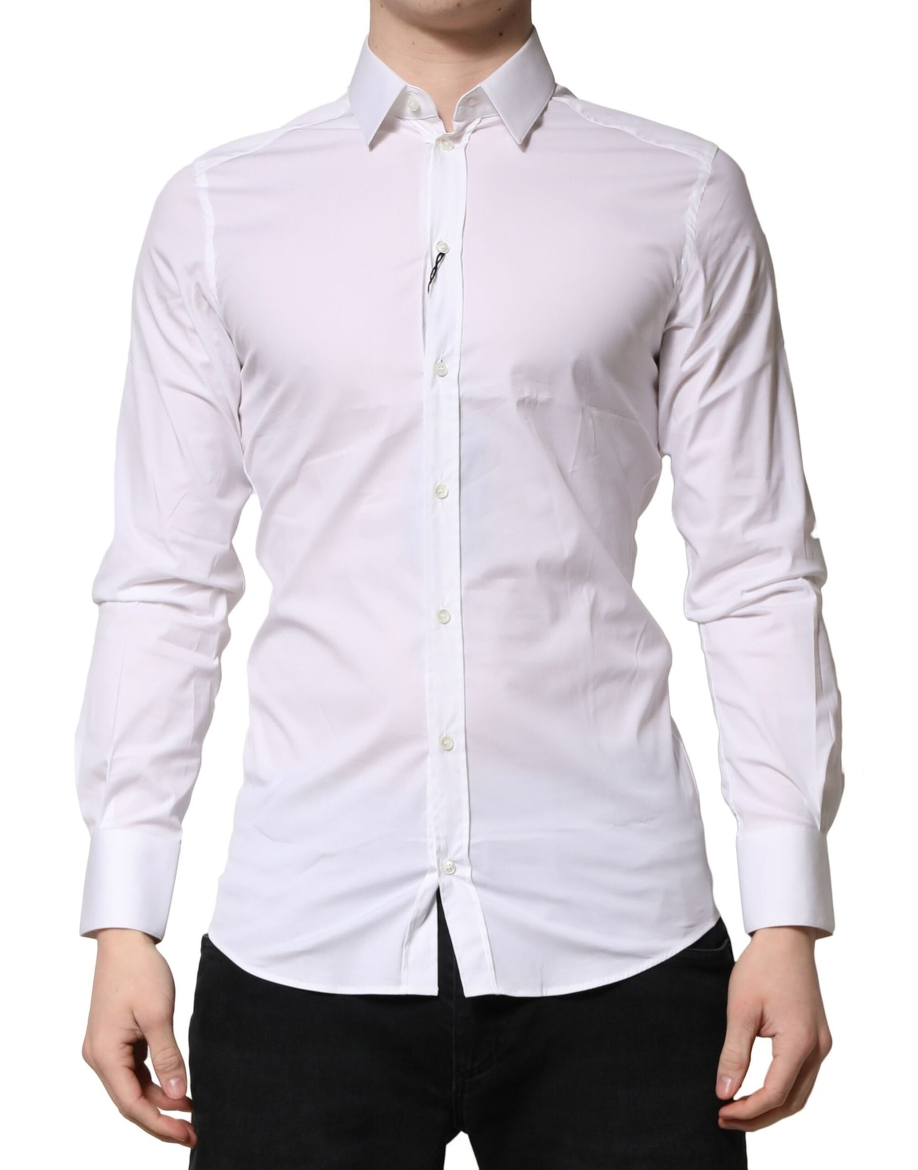 Dolce & Gabbana White GOLD Long Sleeves Dress Formal Shirt | Regal Royce