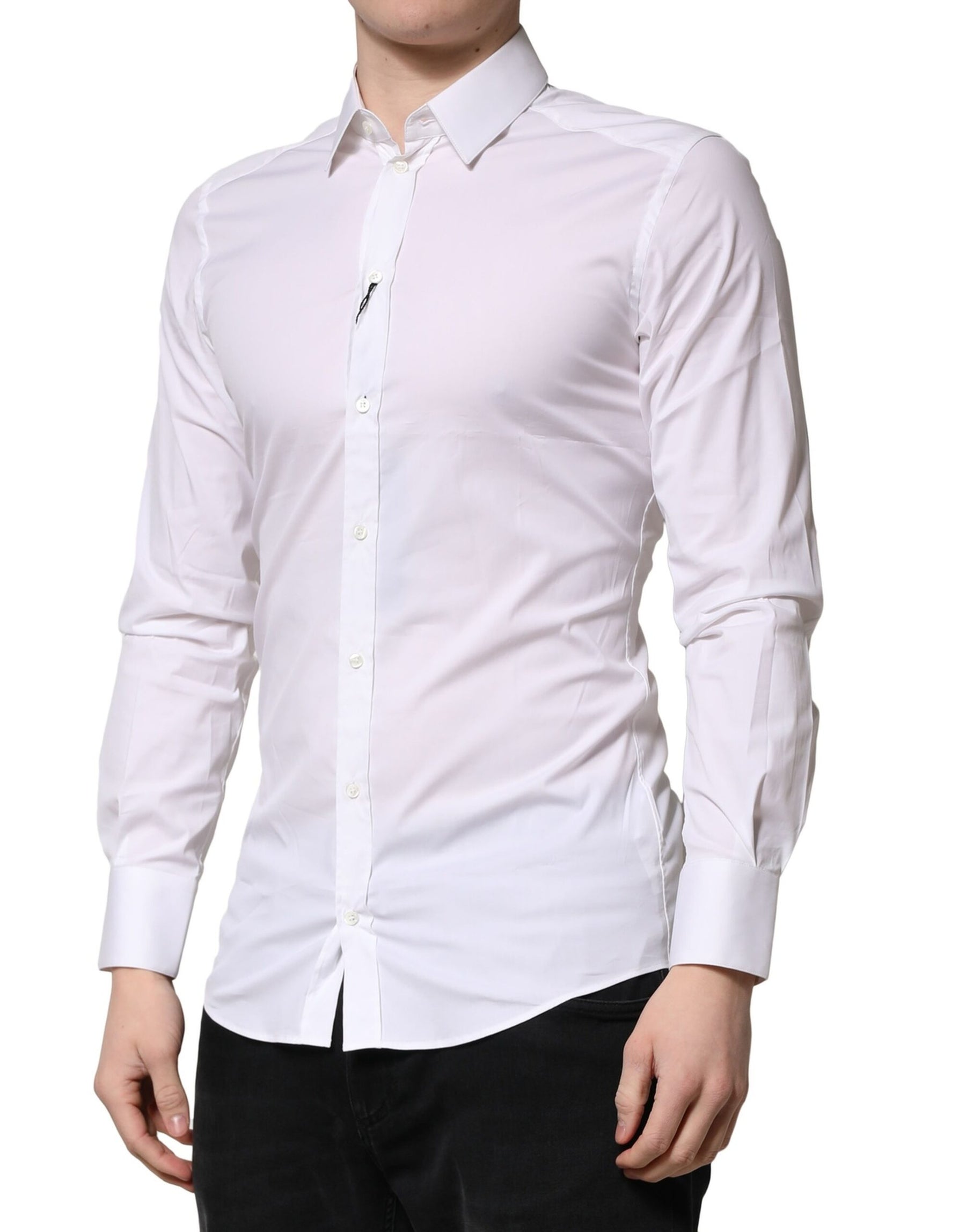 Dolce & Gabbana White GOLD Long Sleeves Dress Formal Shirt | Regal Royce