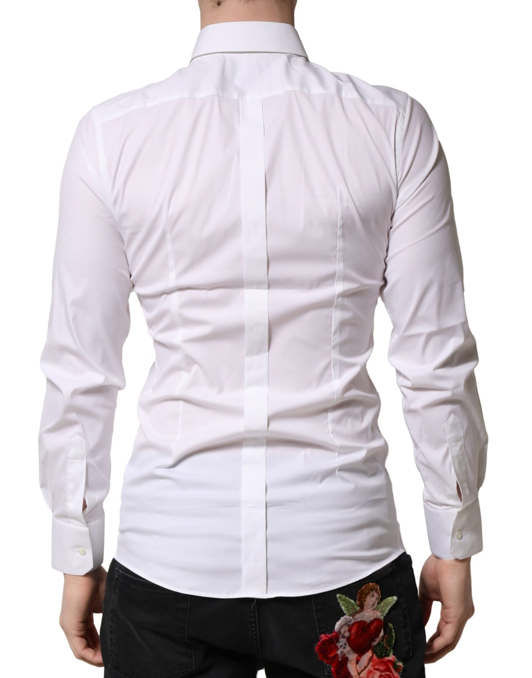 Dolce & Gabbana White GOLD Long Sleeves Dress Formal Shirt | Regal Royce