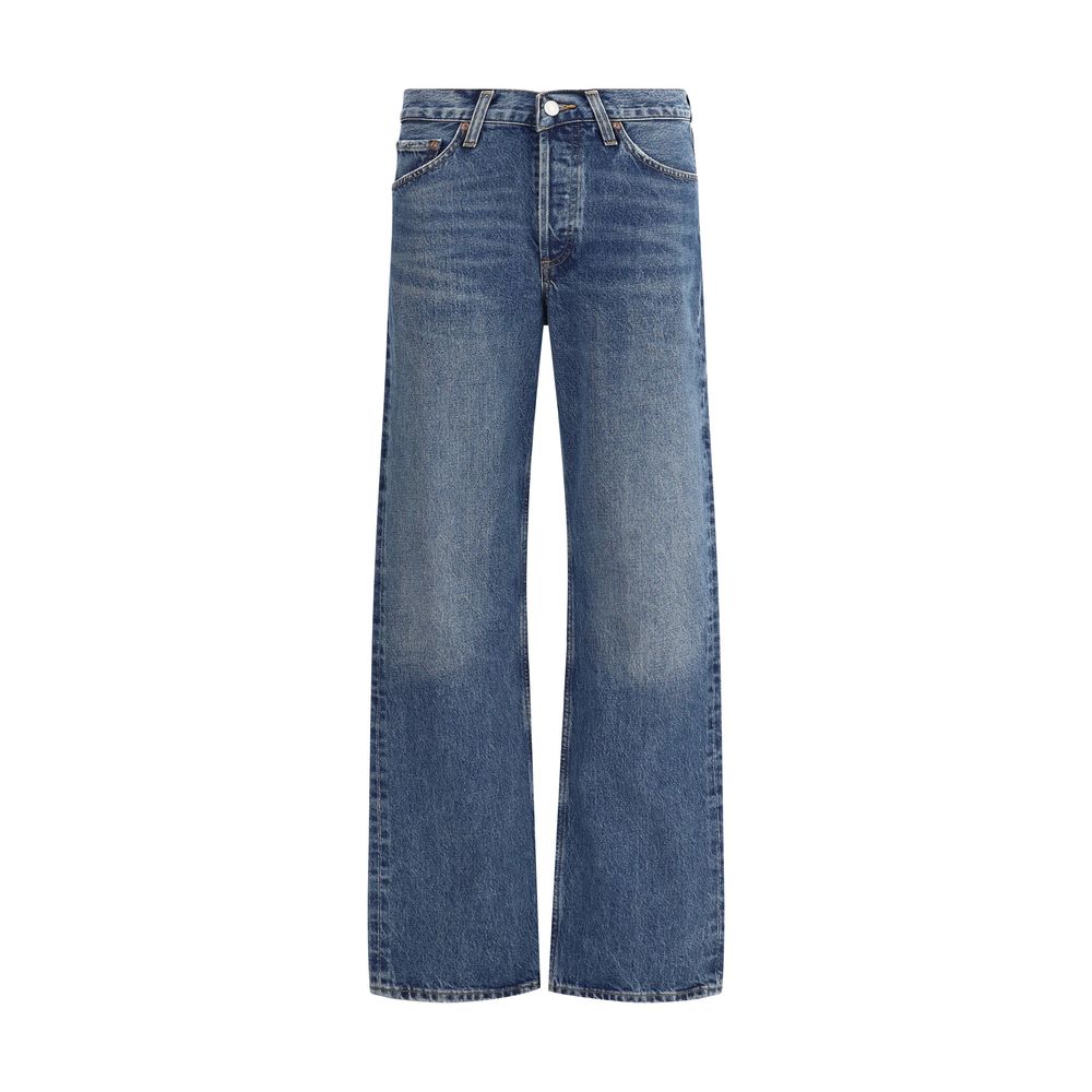 Agolde Blue Cotton Straight-Leg Jeans | Regal Royce