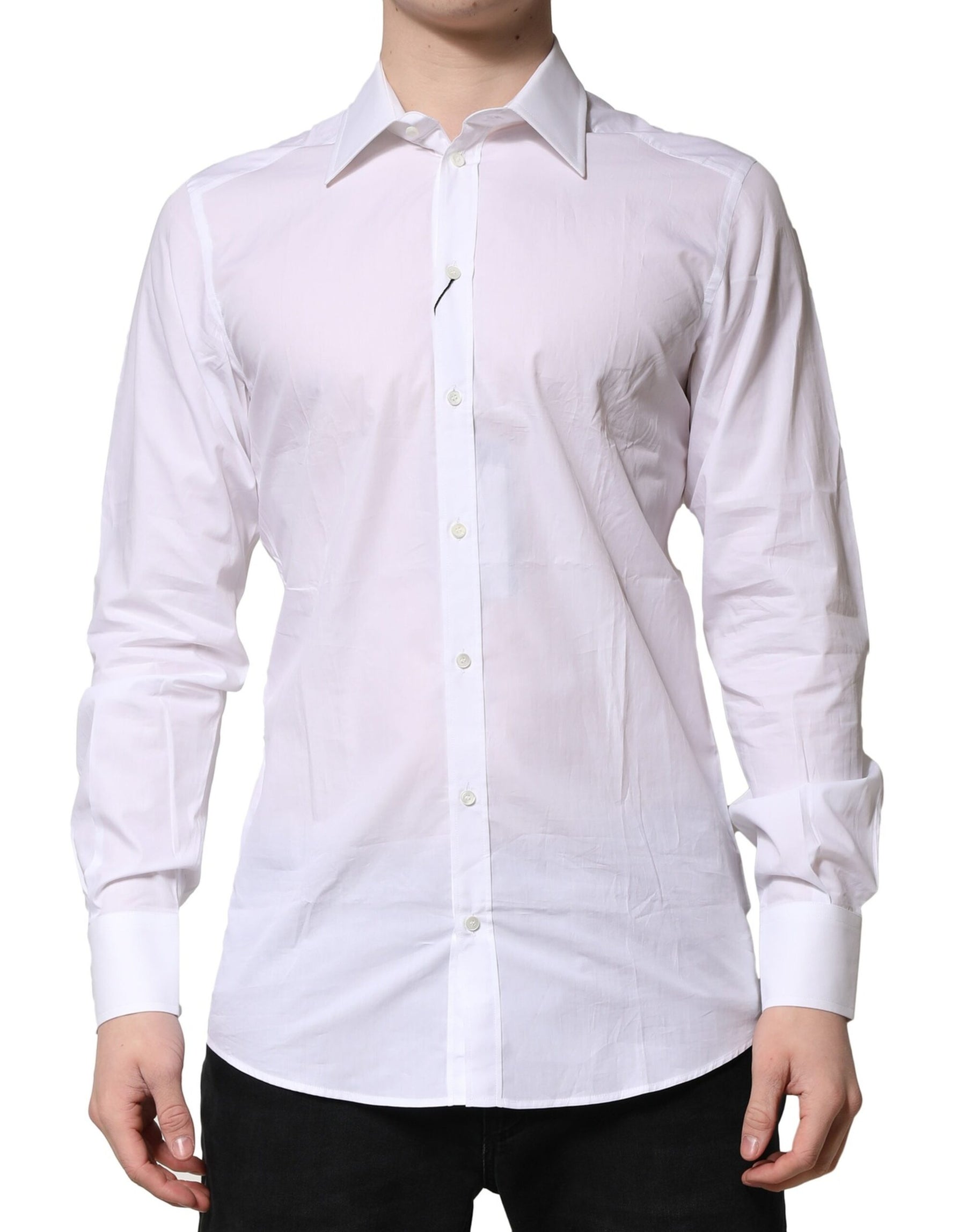 Dolce & Gabbana White Cotton GOLD Long Sleeves Formal Shirt | Regal Royce