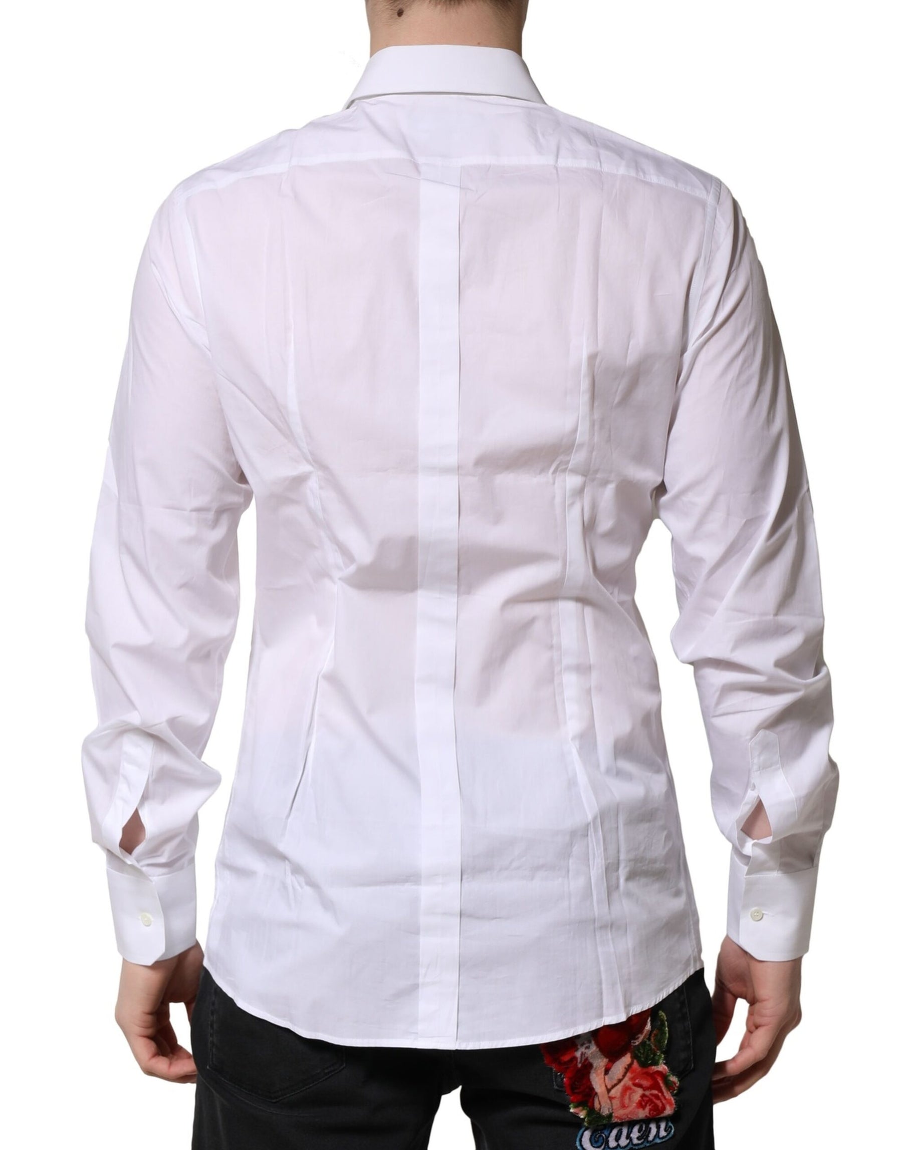 Dolce & Gabbana White Cotton GOLD Long Sleeves Formal Shirt | Regal Royce