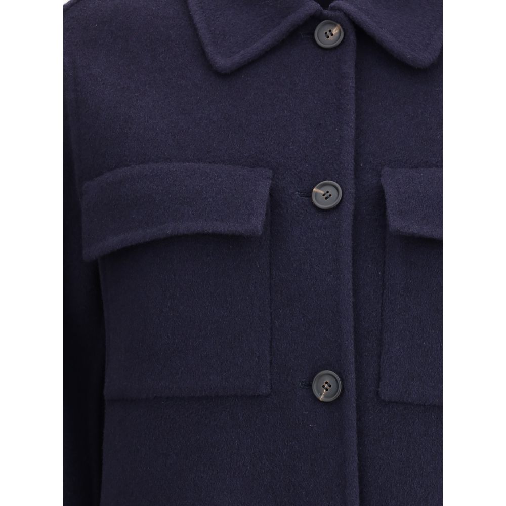 Brunello Cucinelli Blue Fleece Wool Coat | Regal Royce