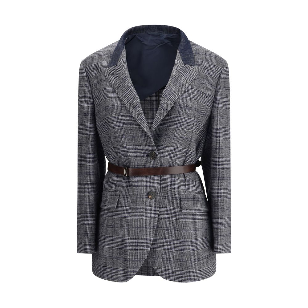 Brunello Cucinelli Gray Fleece Wool Blazer