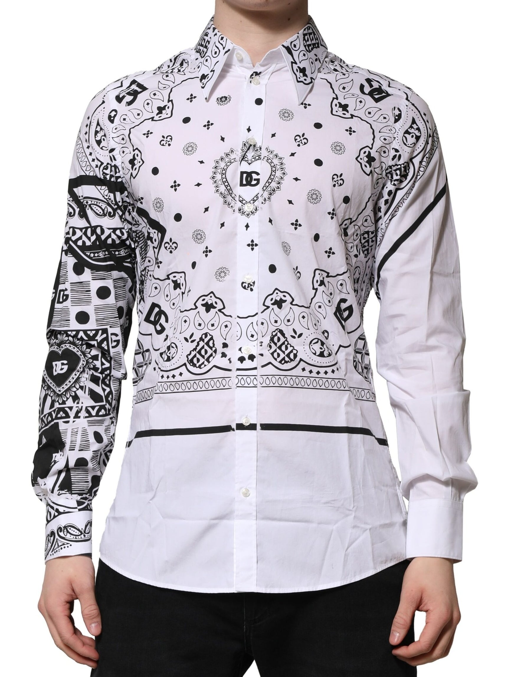 Dolce & Gabbana White MARTINI Bandana Print Formal Shirt | Regal Royce