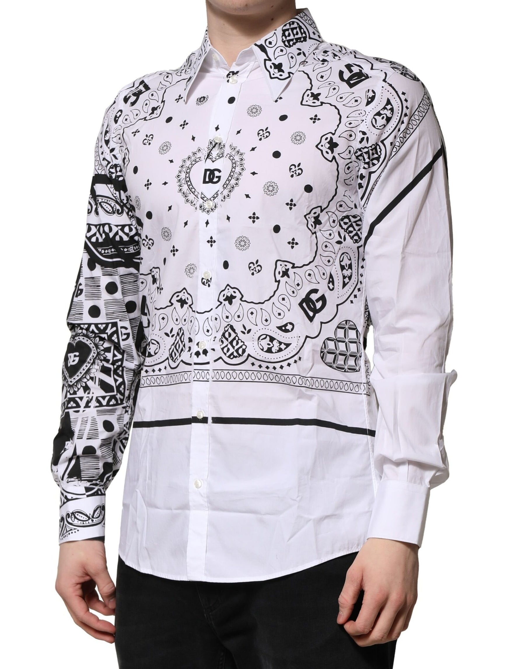 Dolce & Gabbana White MARTINI Bandana Print Formal Shirt | Regal Royce