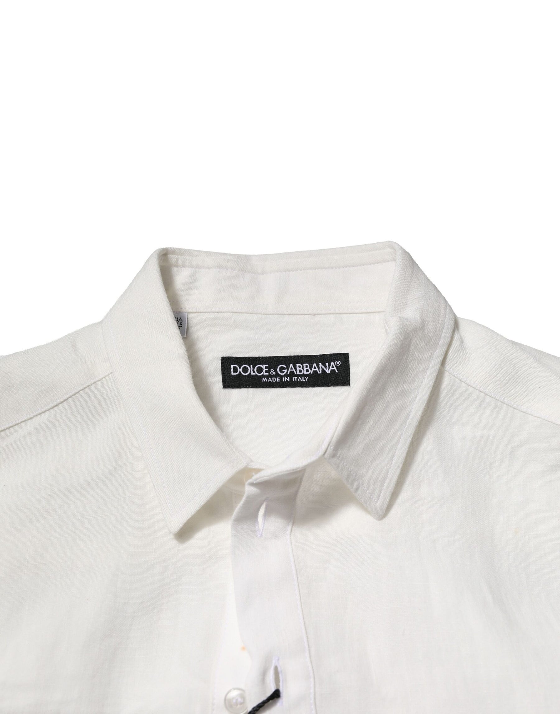 Dolce & Gabbana White DG Crown Embellish Dress Formal Shirt | Regal Royce