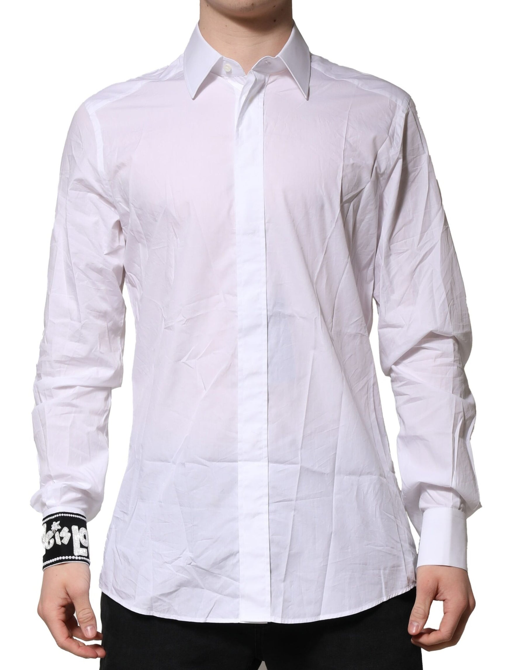 Dolce & Gabbana White GOLD Cotton Men Dress Formal Shirt | Regal Royce