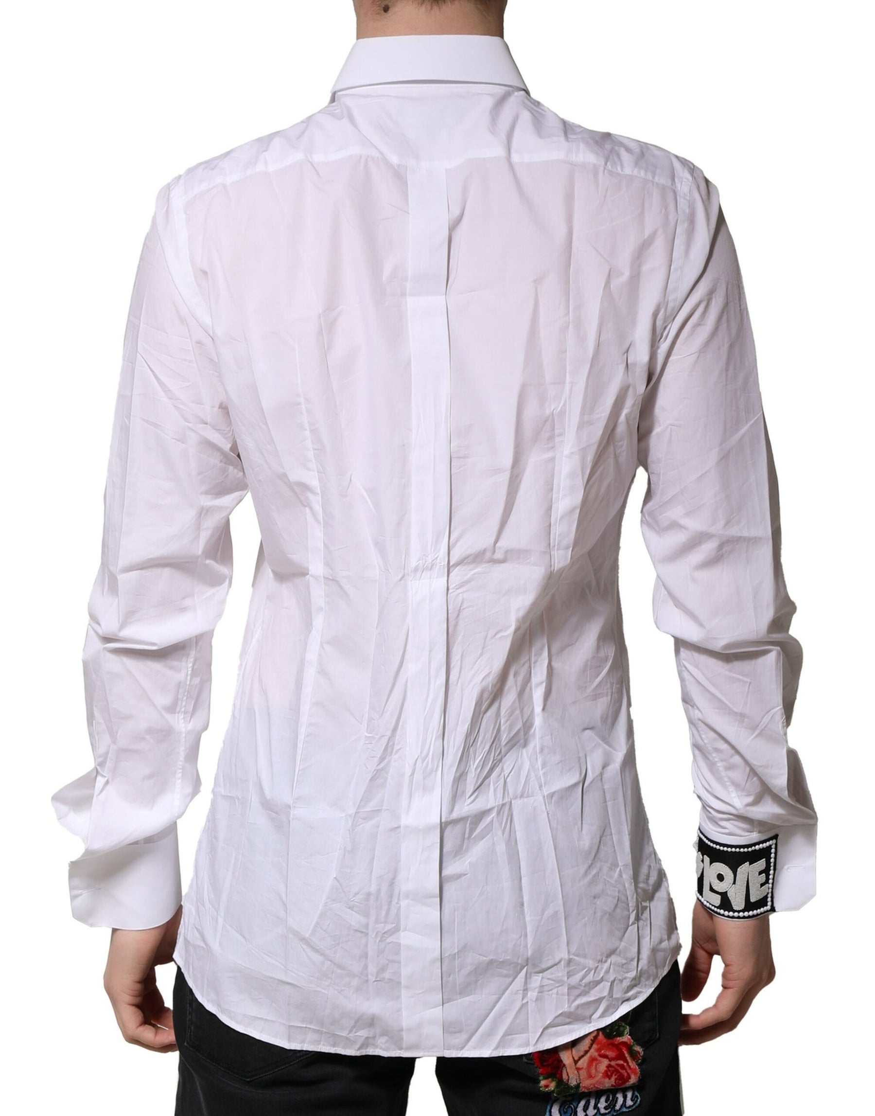 Dolce & Gabbana White GOLD Cotton Men Dress Formal Shirt | Regal Royce
