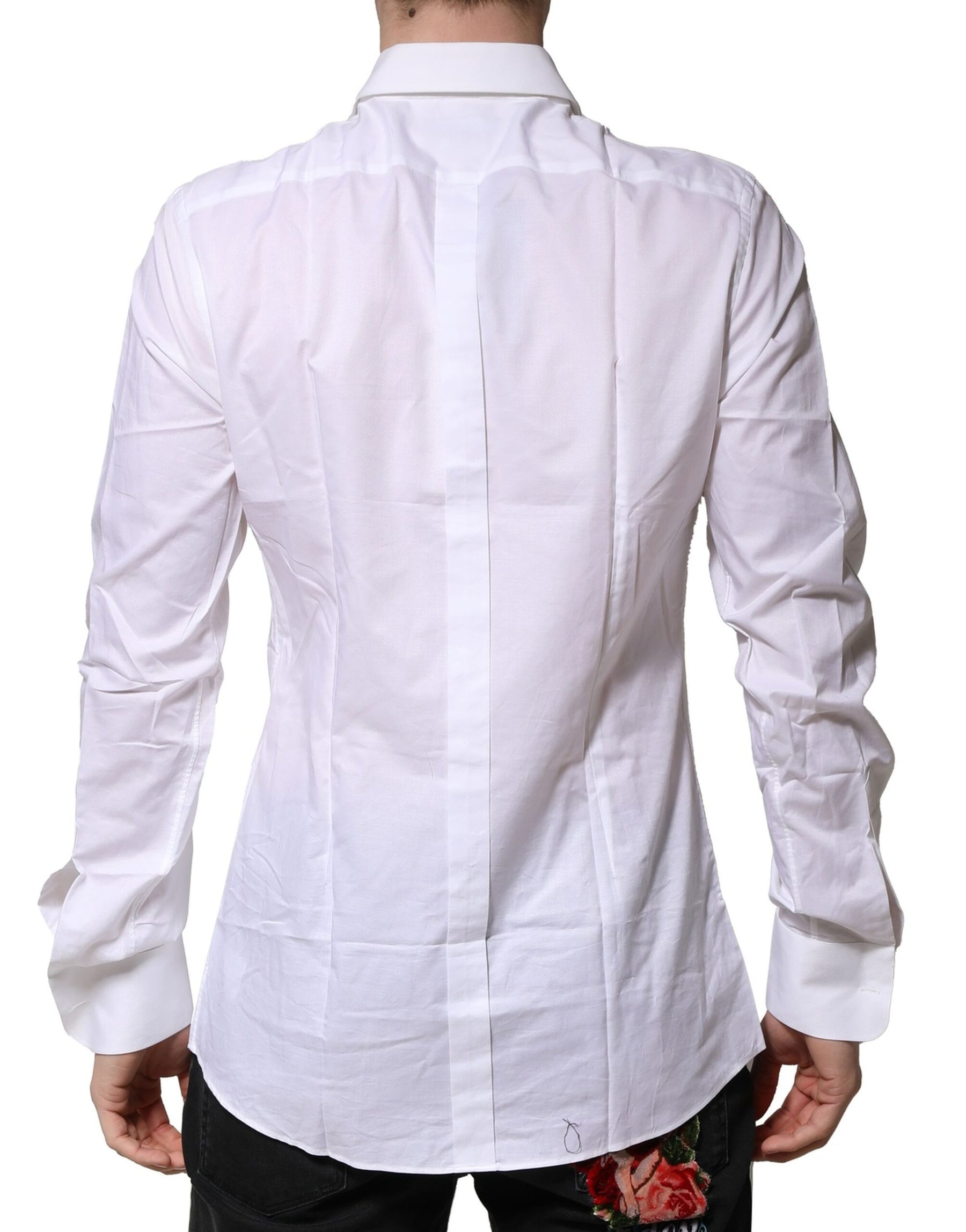 Dolce & Gabbana White Bib Cotton Poplin GOLD Men Formal Shirt | Regal Royce