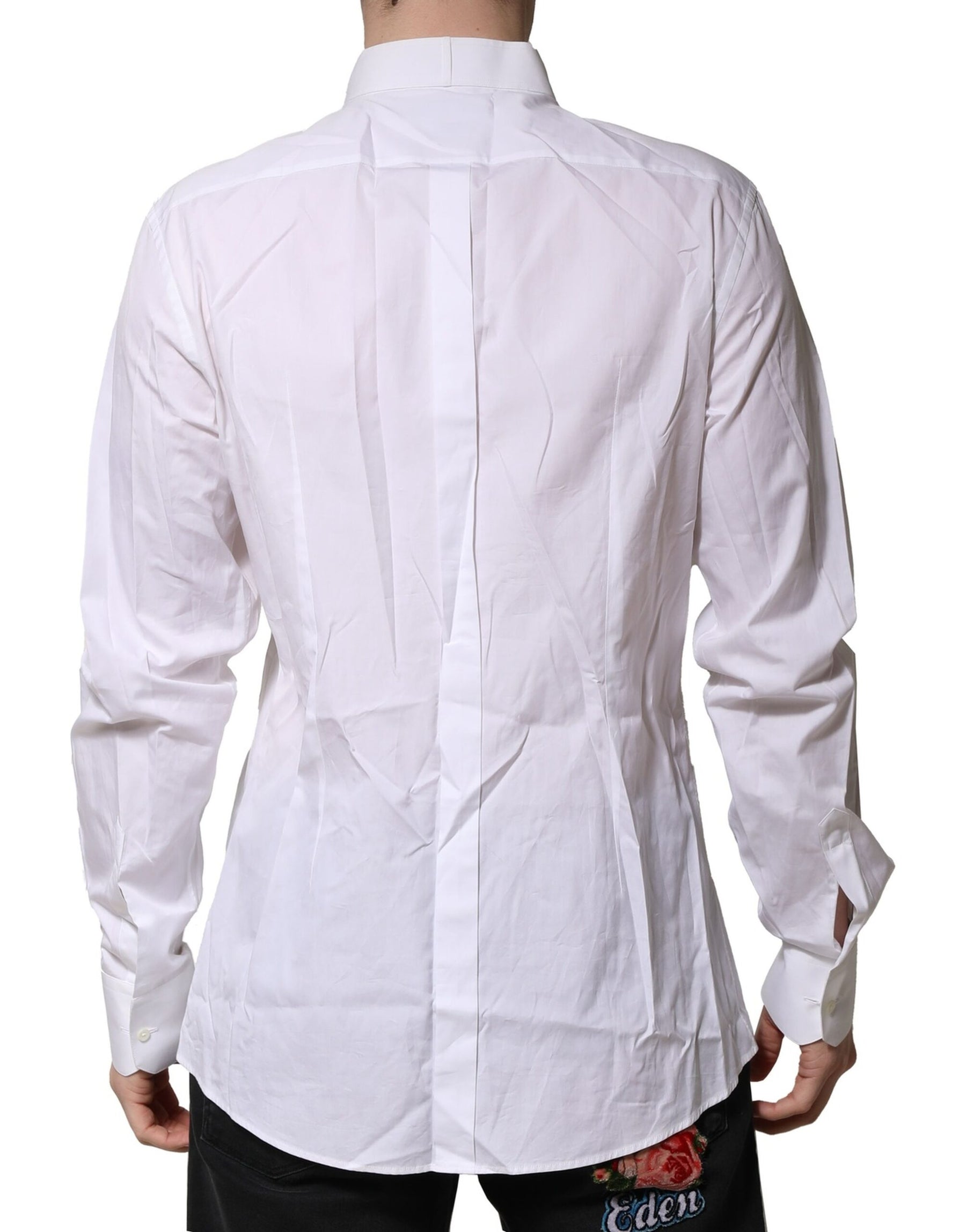 Dolce & Gabbana White GOLD Bib Poplin Dress Men Formal Shirt | Regal Royce