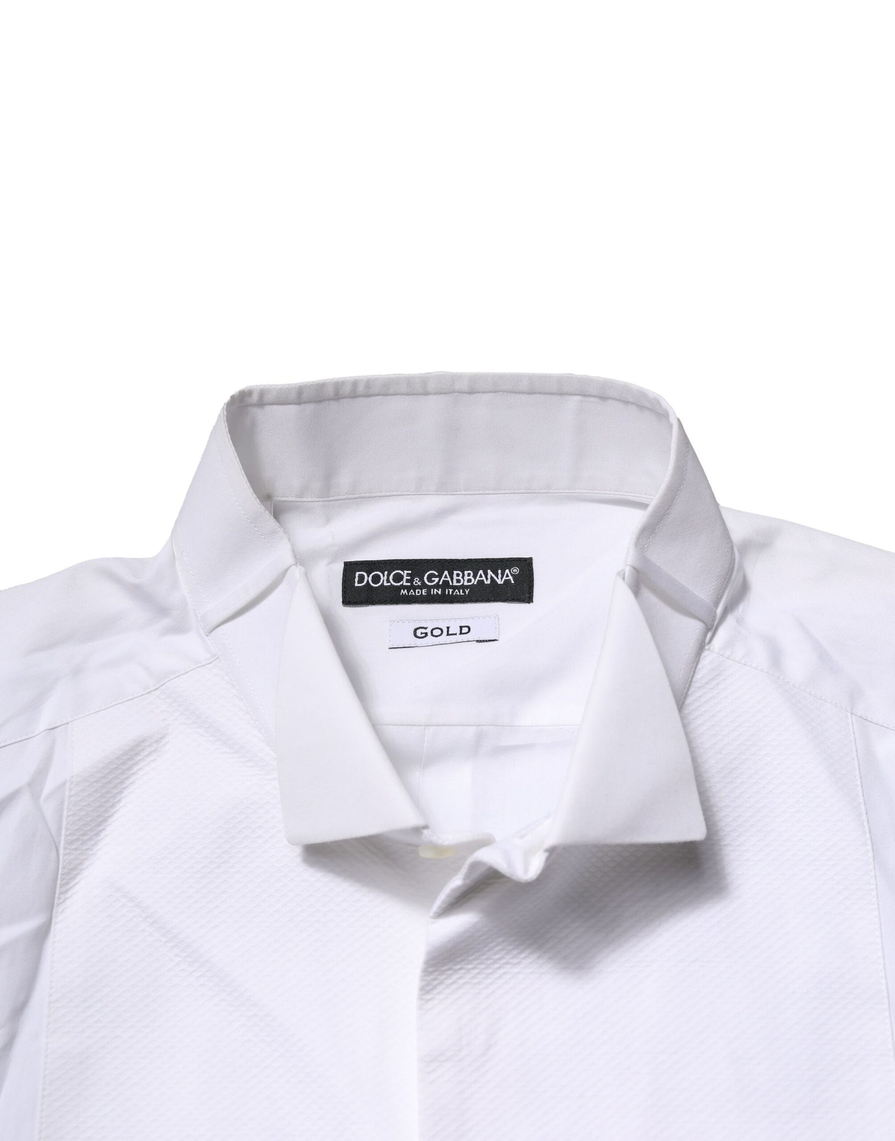 Dolce & Gabbana White GOLD Bib Poplin Dress Men Formal Shirt | Regal Royce