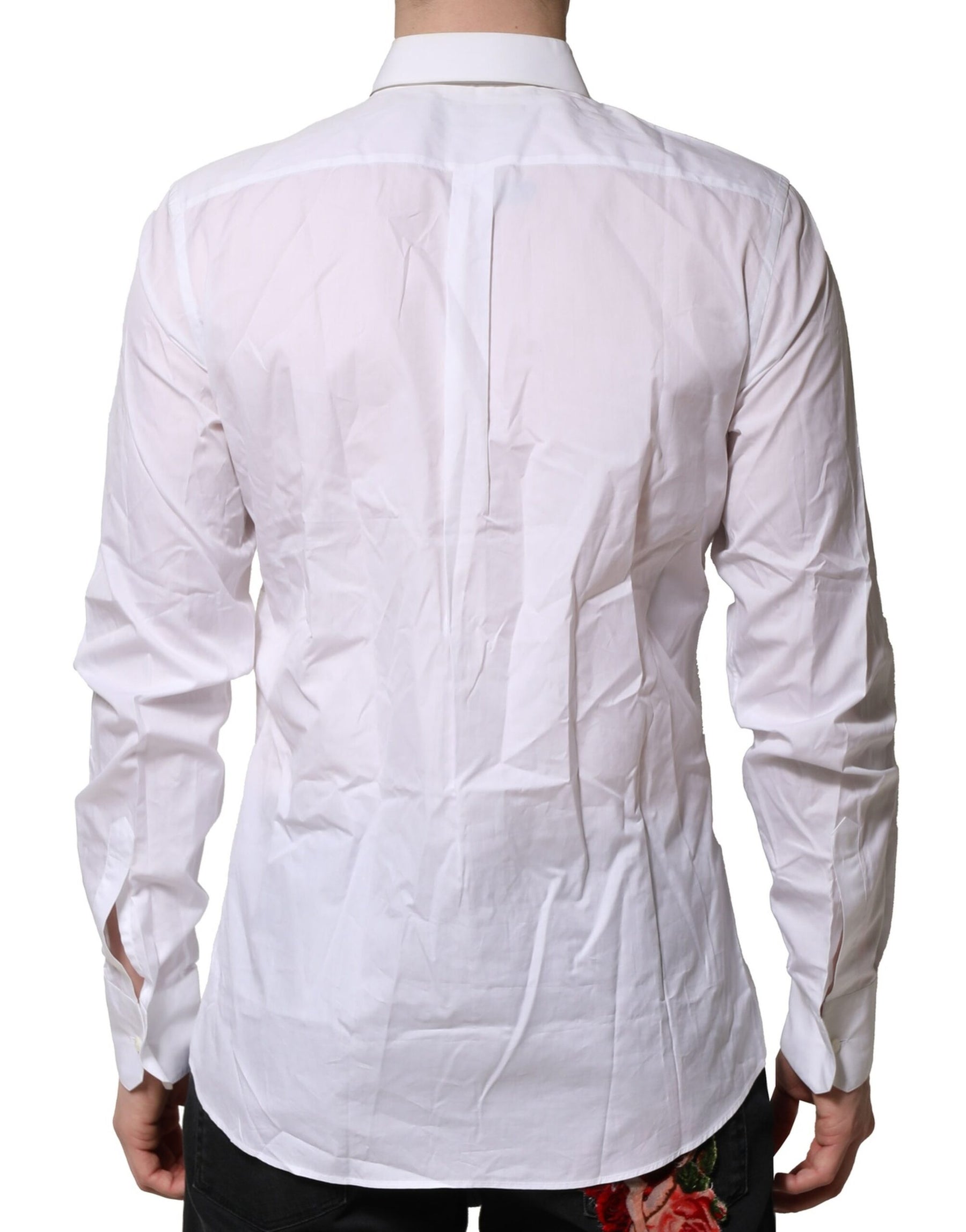 Dolce & Gabbana White Cotton Ruffled Detailing Formal Shirt | Regal Royce