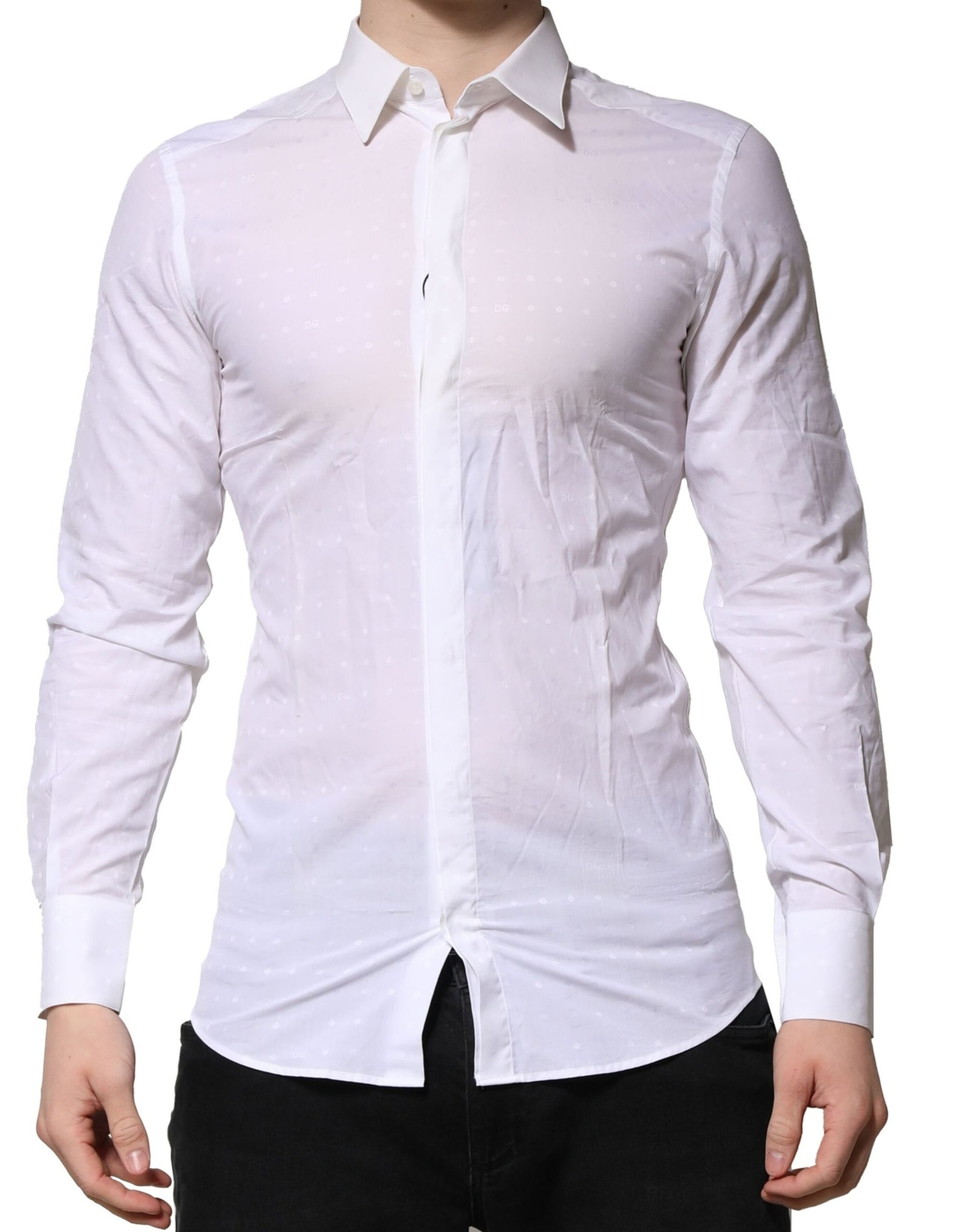 Dolce & Gabbana White GOLD Long Sleeves Dress Men Formal Shirt | Regal Royce