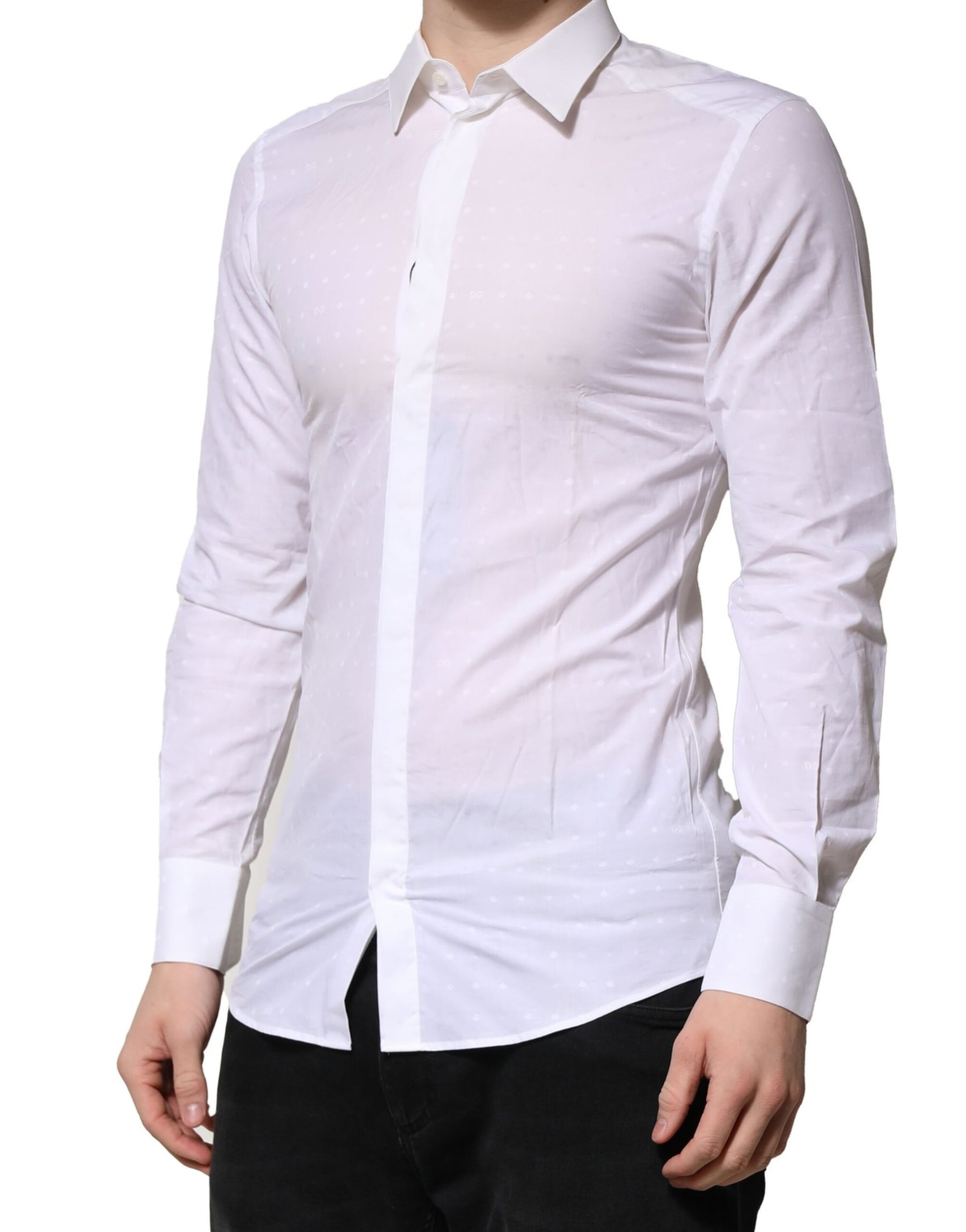 Dolce & Gabbana White GOLD Long Sleeves Dress Men Formal Shirt | Regal Royce