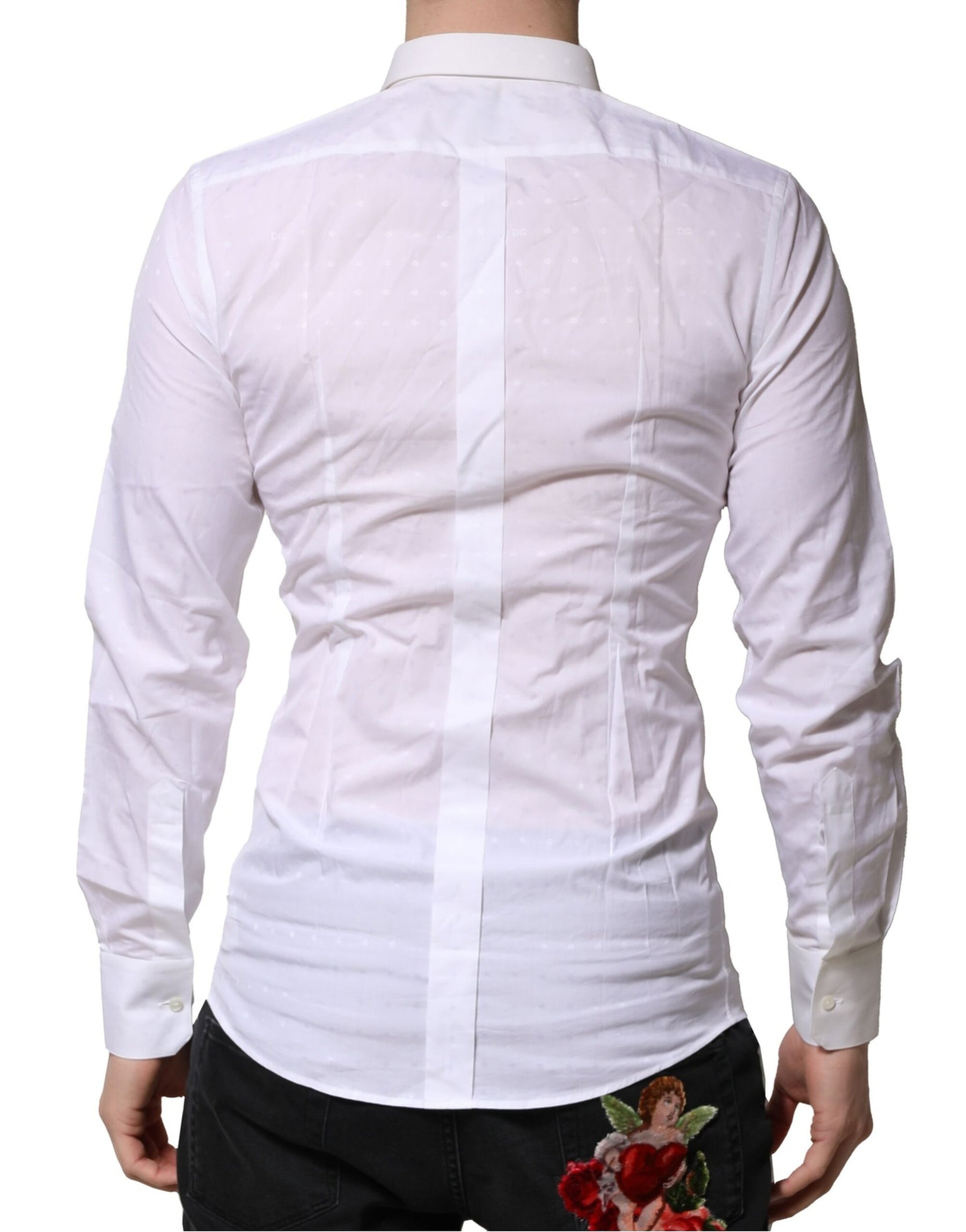Dolce & Gabbana White GOLD Long Sleeves Dress Men Formal Shirt | Regal Royce