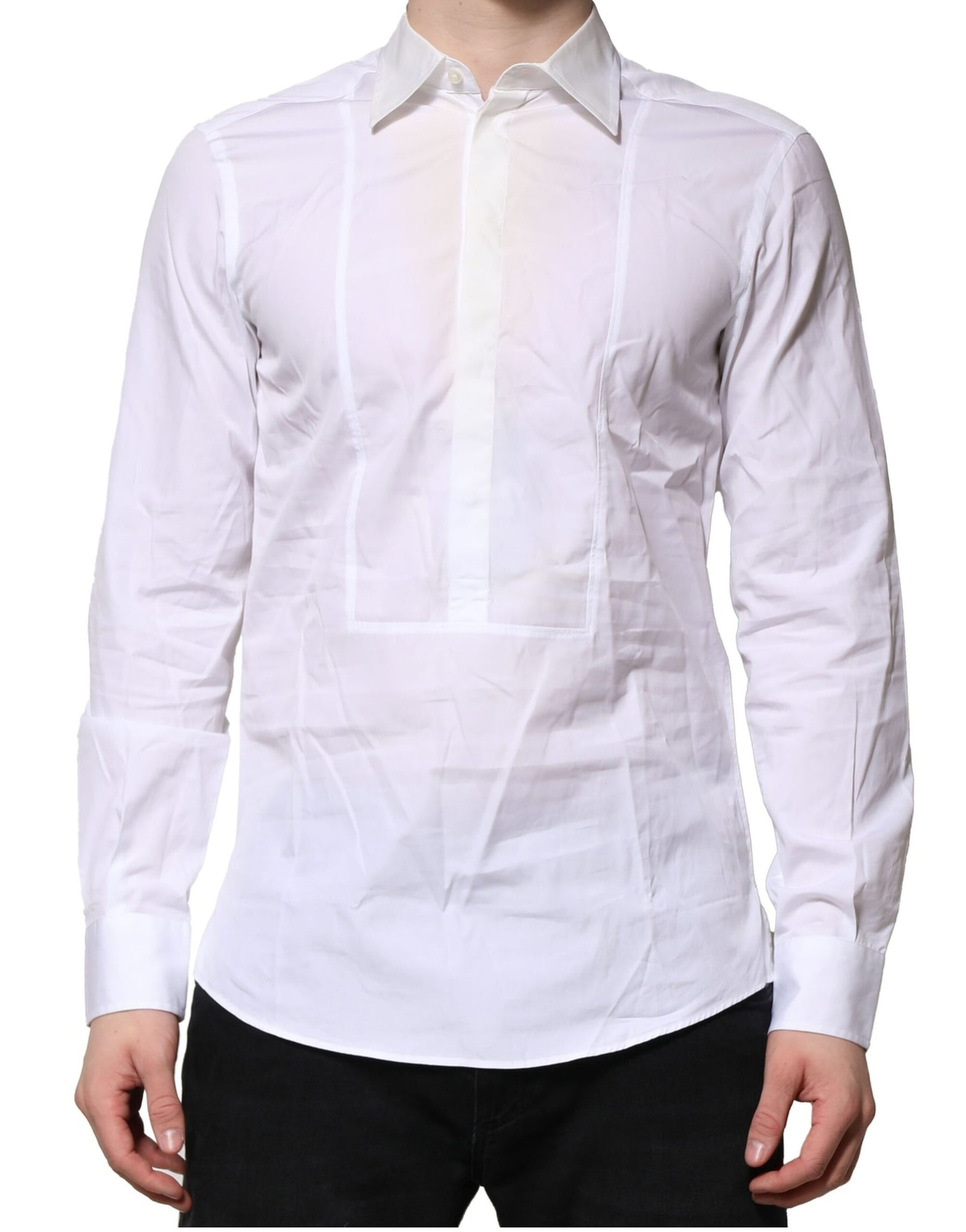 Dolce & Gabbana White Poplin Cotton Formal Men Dress Shirt | Regal Royce