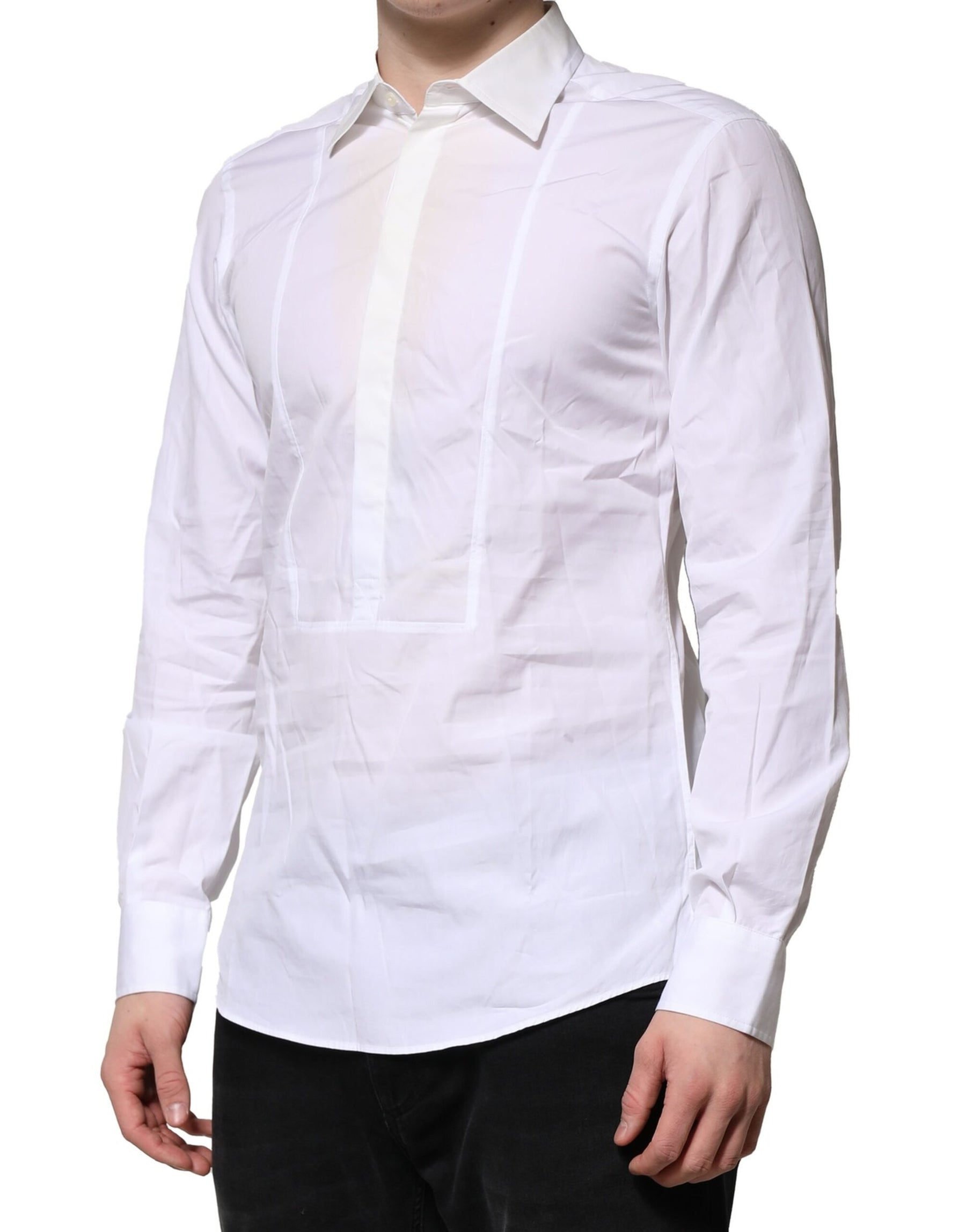 Dolce & Gabbana White Poplin Cotton Formal Men Dress Shirt | Regal Royce
