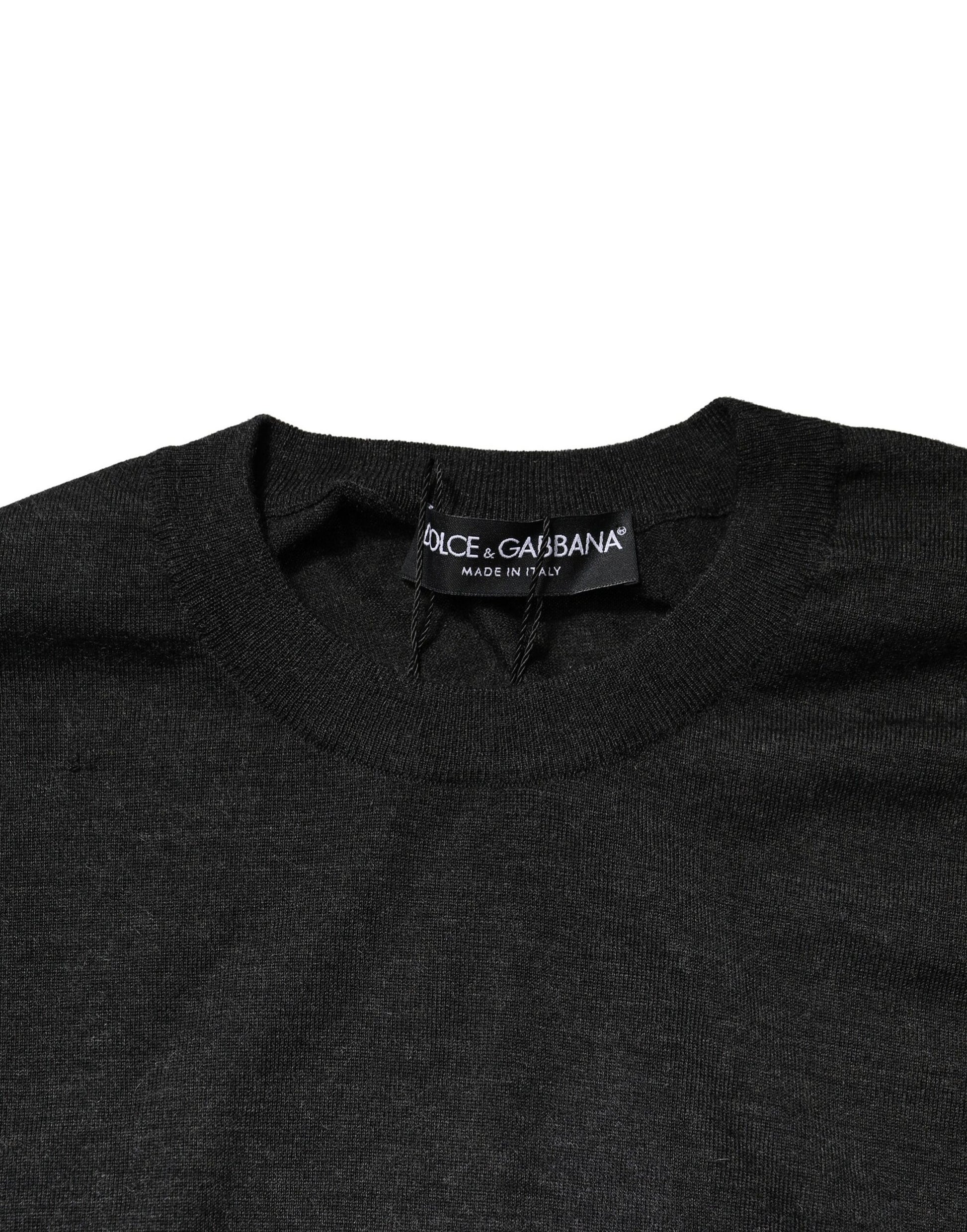 Dolce & Gabbana Gray Long Sleeve Crew Neck Pullover Sweater