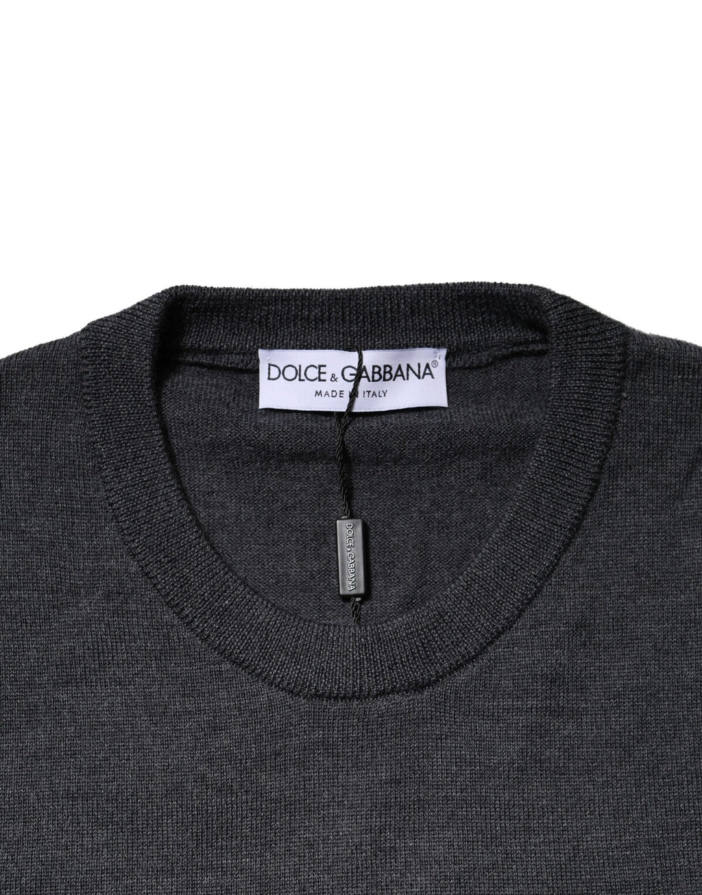 Dolce & Gabbana Dark Gray Wool Crew Neck Sweatshirt Sweater