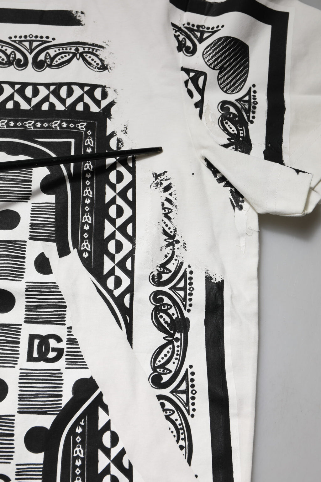 Dolce & Gabbana White Bandana Cotton Men Crew Neck T-shirt