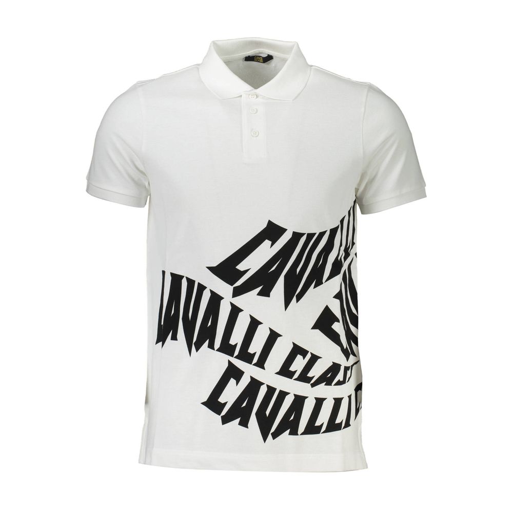 Cavalli Class Bianco Cotton Men Polo | Regal Royce