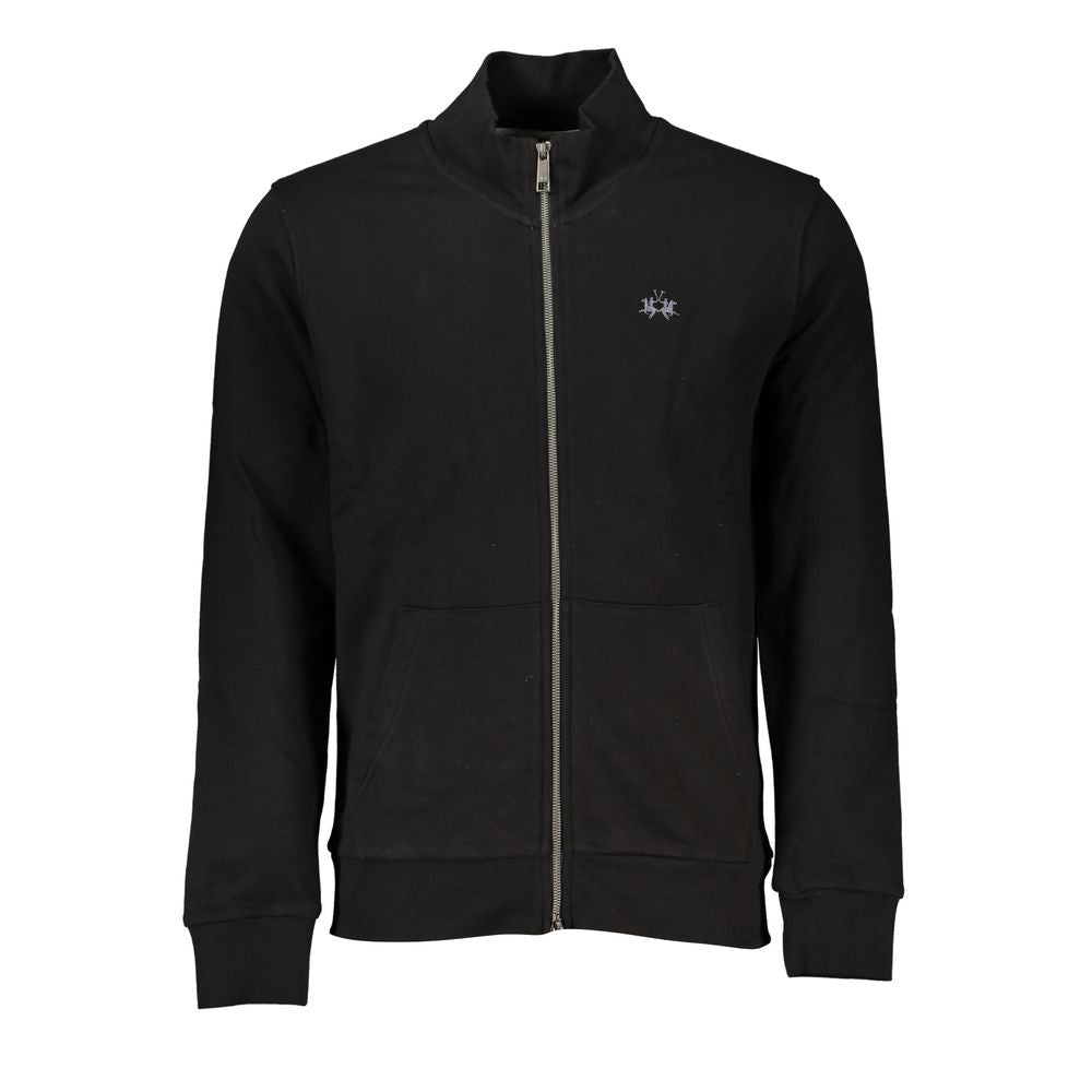 La Martina Black Cotton Men Sweatshirt | Regal Royce
