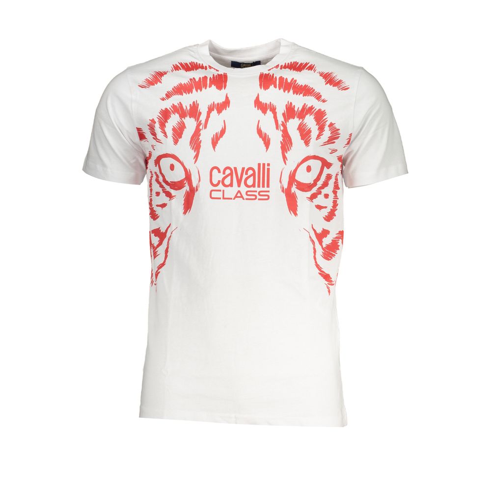 Cavalli Class Bianco Cotton Men T-Shirt | Regal Royce