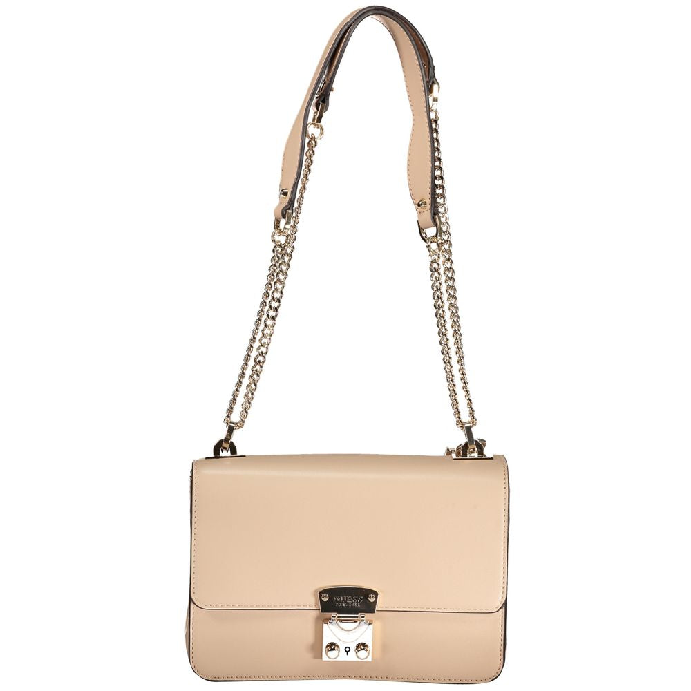 Guess Jeans Beige Polyurethane Women Handbag | Regal Royce