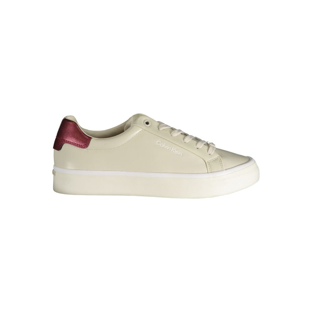 Calvin Klein Beige Leather Women Sneaker | Regal Royce